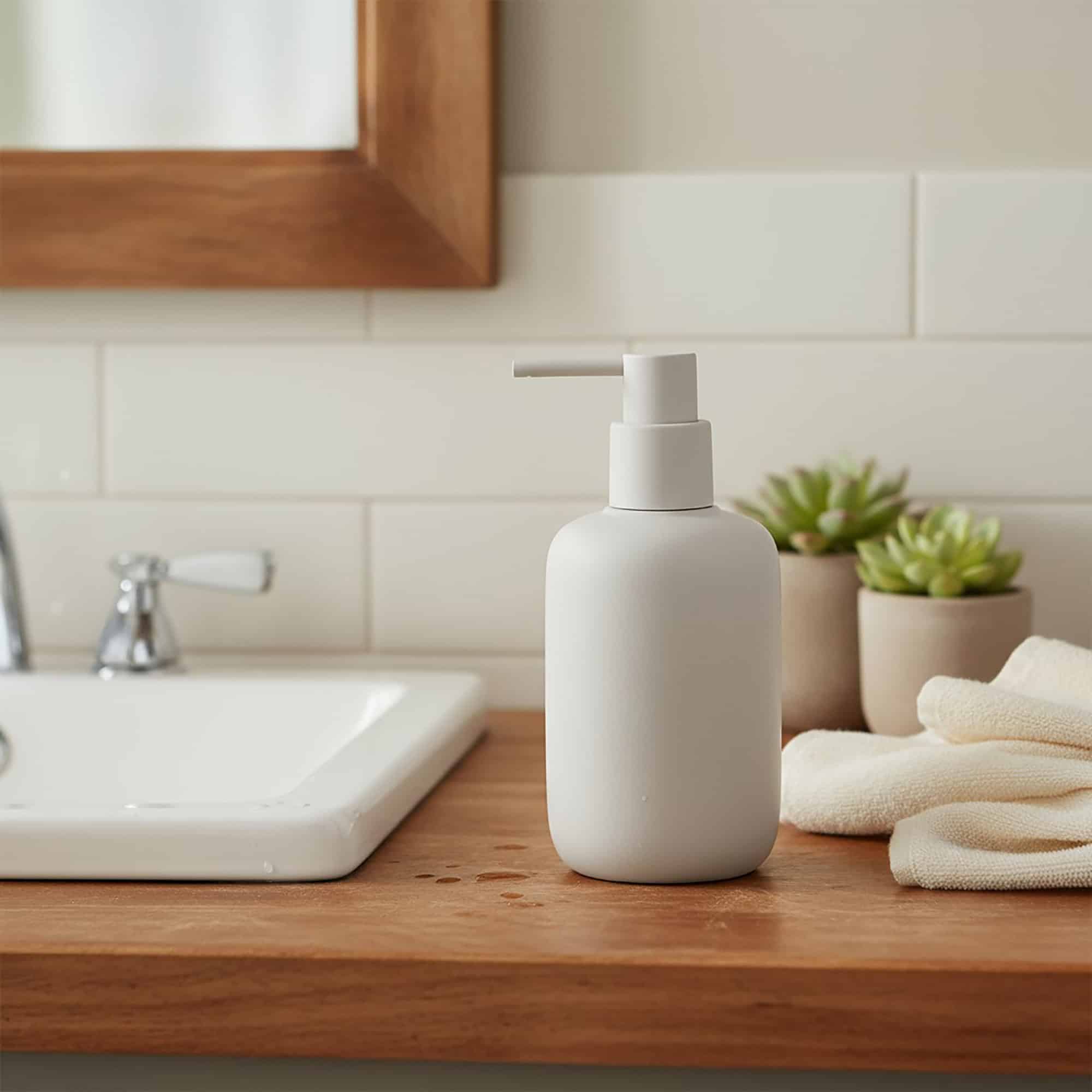 evideco-bathroom-accessories-distributeur-savon-ovale-beige-240-ml image 1