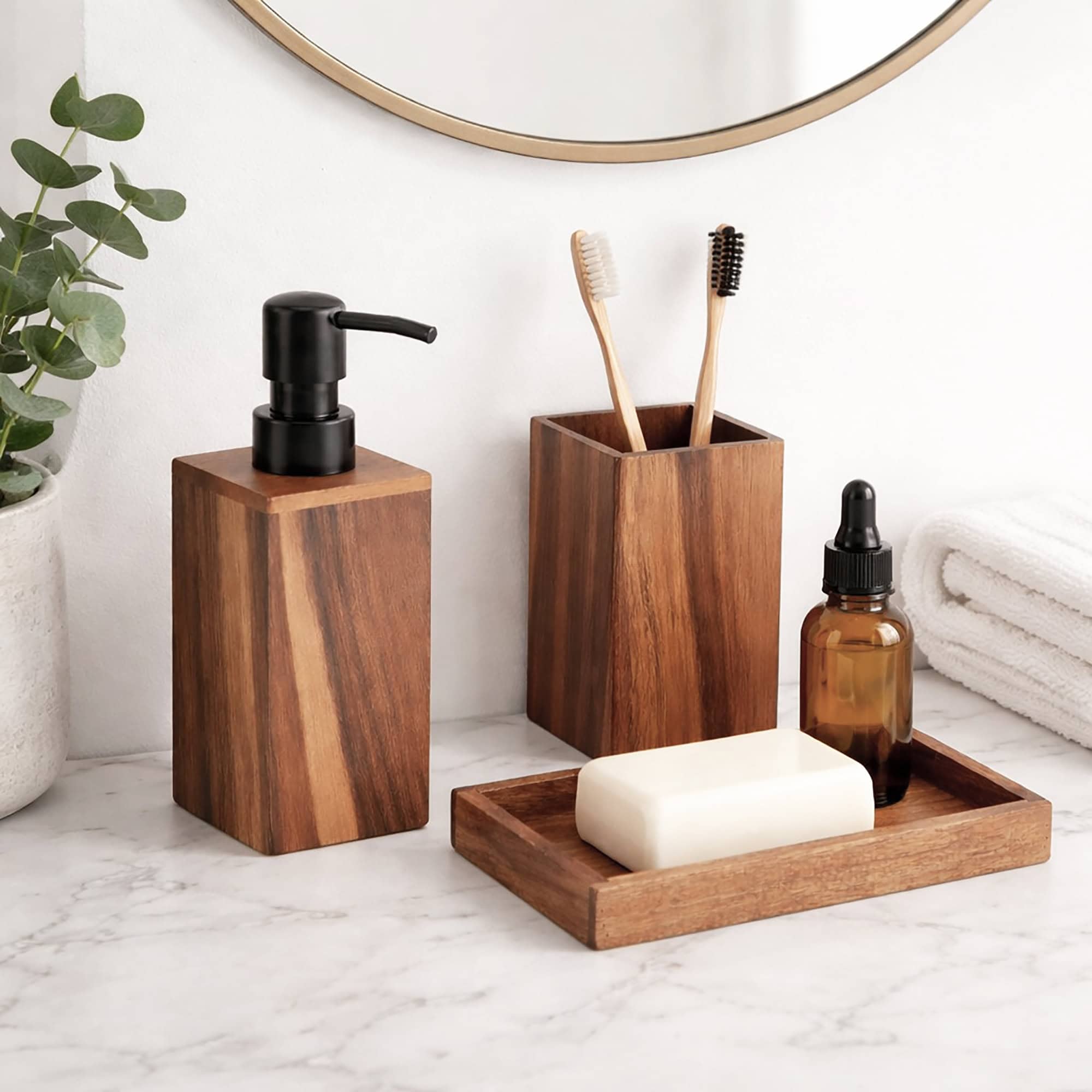evideco-bathroom-accessories-set-acacia-3-pi-ces-plateau-rectangulaire image 2