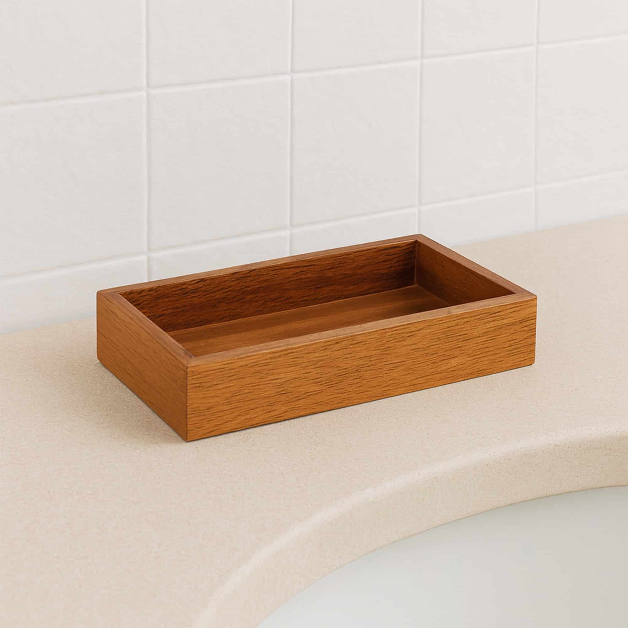 evideco-acacia-porte-savon-bois-plateau-salle-de-bain image 2