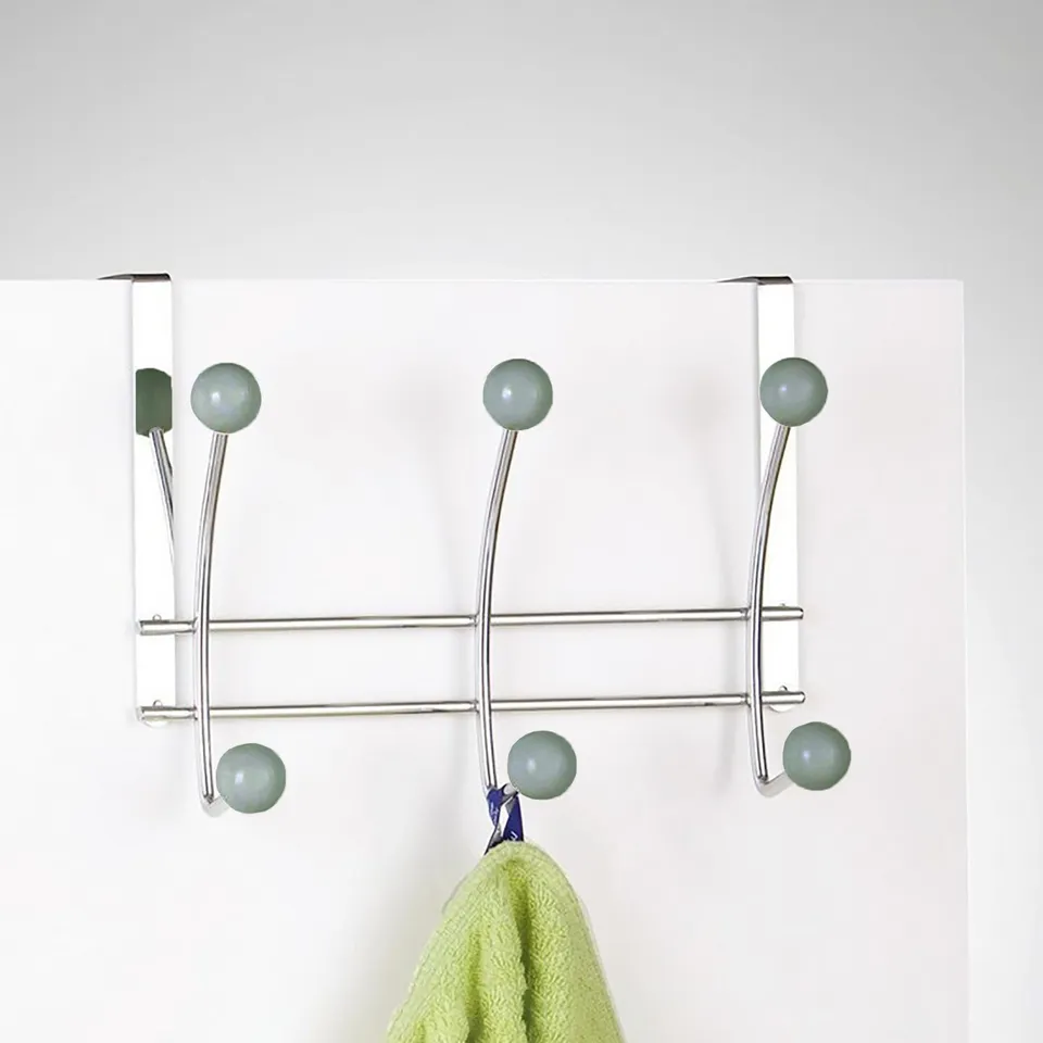 evideco-pat-re-de-porte-chrome-6-boules-grises-porte-serviettes image 1
