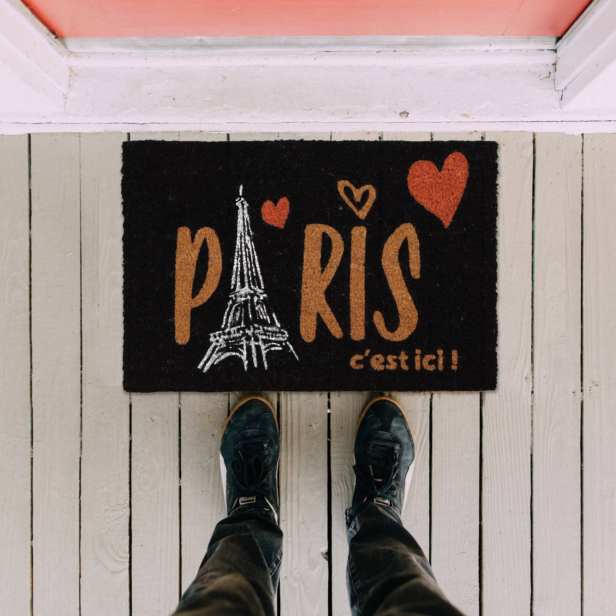 evideco-paris-c-est-ici-paillasson-coco-noir-61x41-cm image 2