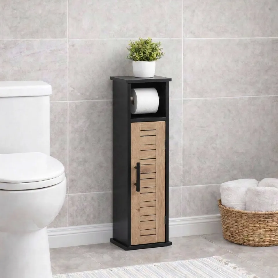 evideco-meuble-wc-noir-marron-bergen-6-rouleaux image 1