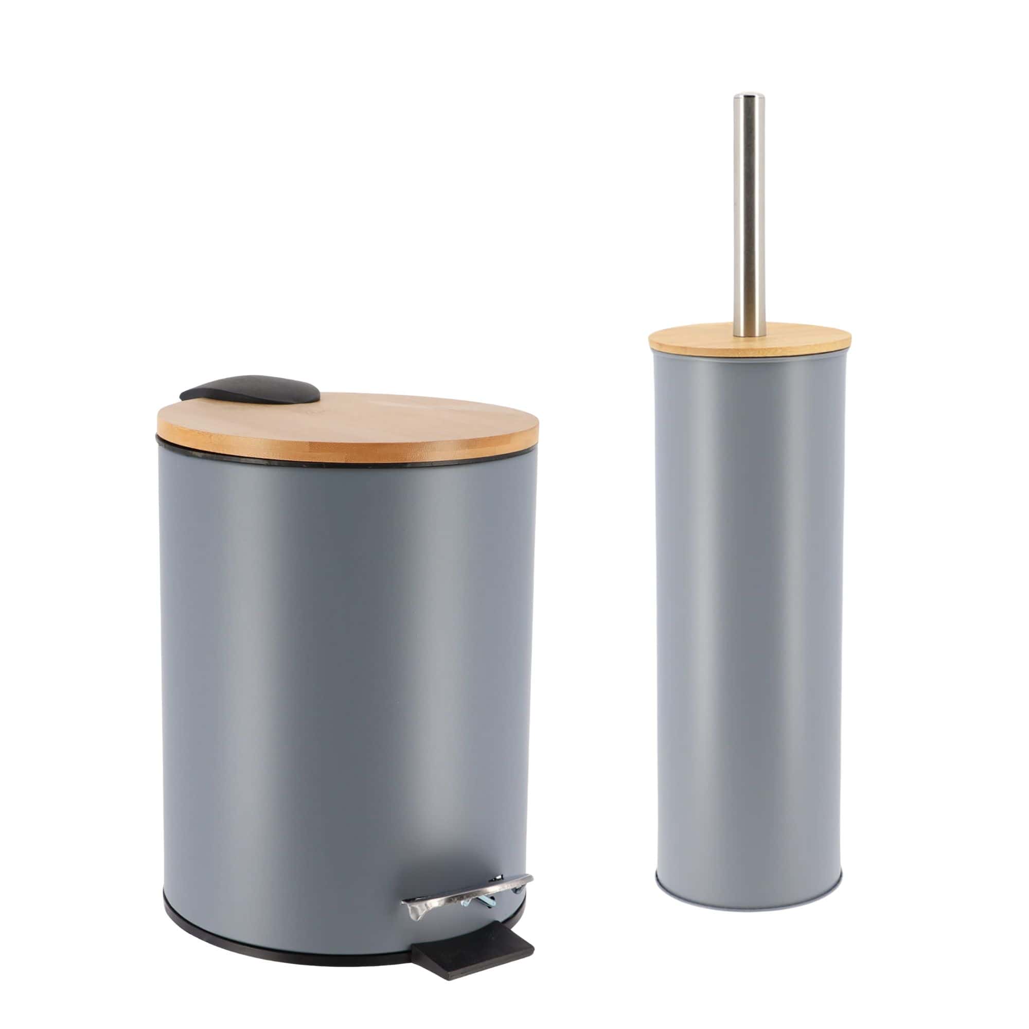 evideco-set-salle-de-bain-gris-bambou-poubelle-brosse-wc image 8
