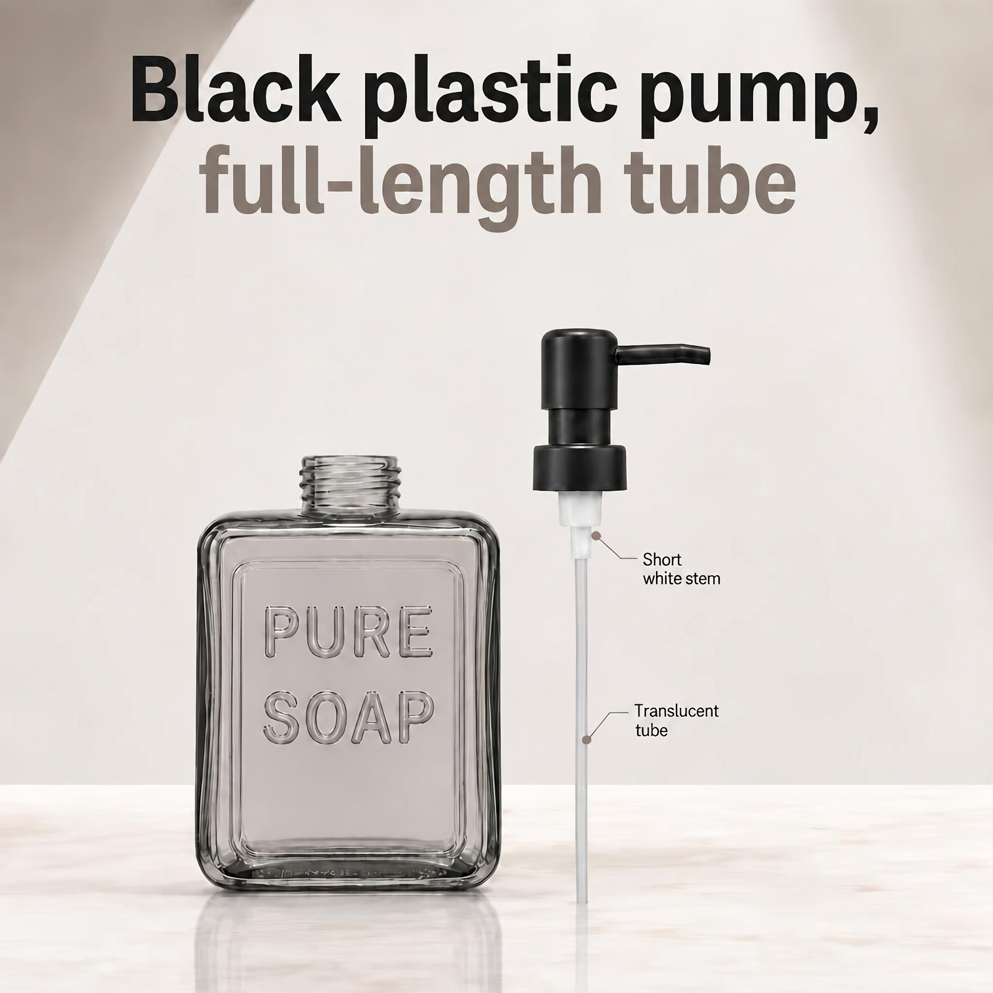 evideco-pure-soap-distributeur-savon-verre-fum-532-ml-pompe-noire image 7
