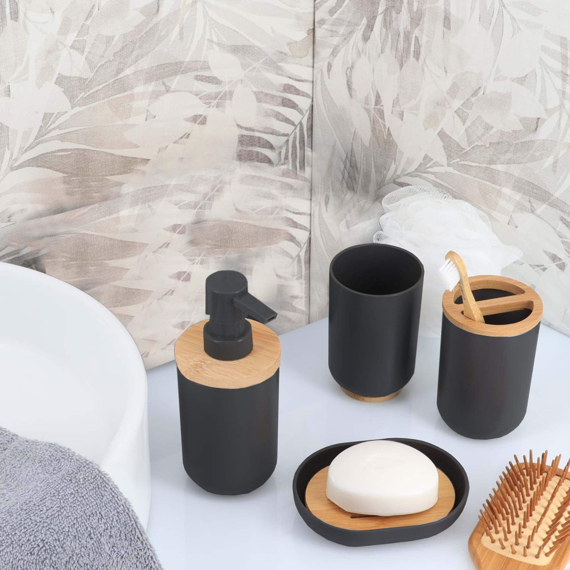 evideco-bathroom-accessories-set-salle-de-bain-padang-noir-6-pi-ces image 2