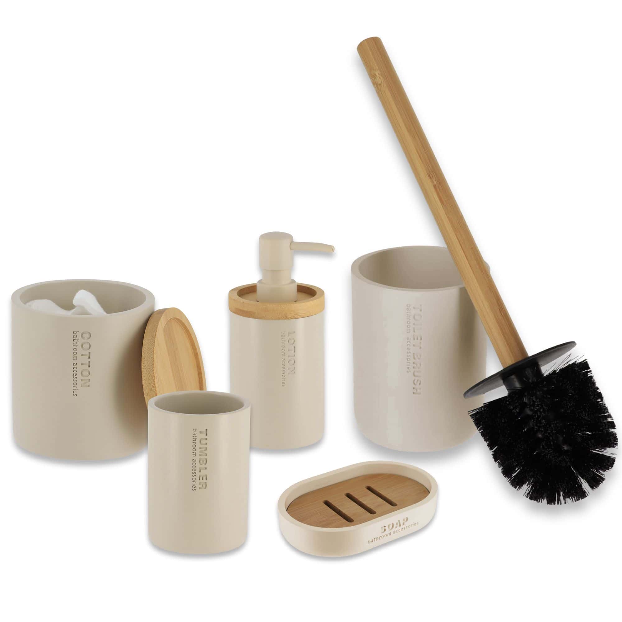 evideco-beige-5-pi-ces-set-salle-de-bain-bambou-beige image 6
