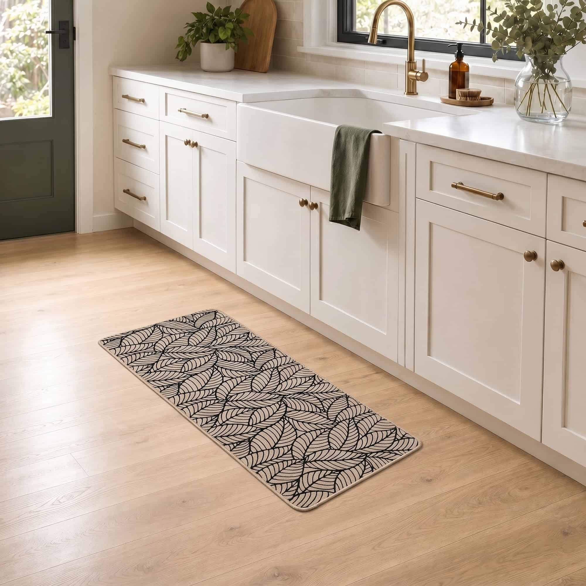 evideco-home-accessories-tapis-cuisine-feuilles-beige-47x20-pouces image 1