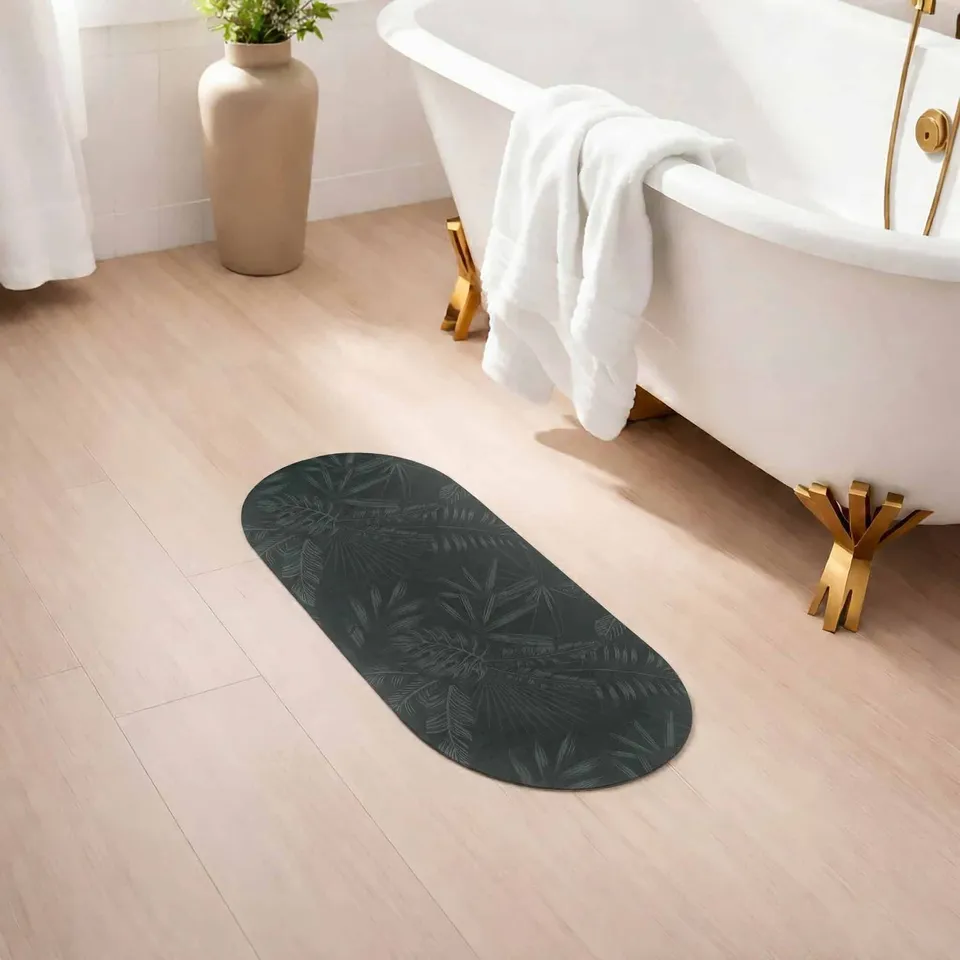 evideco-bathroom-mats-tapis-de-bain-runner-40x18-tropical-nuit-absorbant image 1