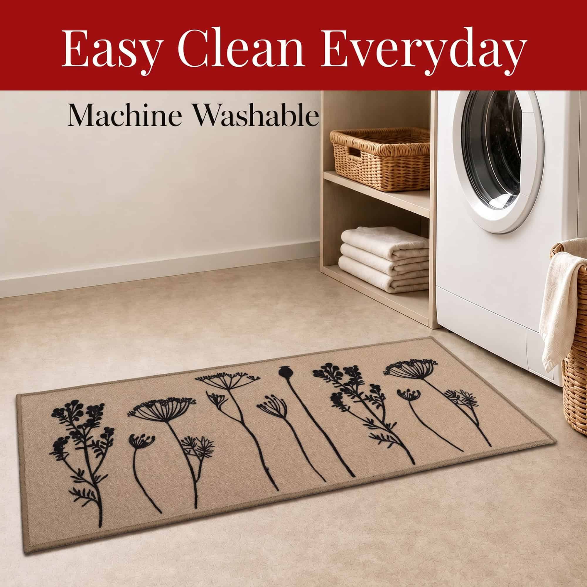 evideco-home-accessories-tapis-cuisine-fleurs-beige-noir-122x51-cm image 6