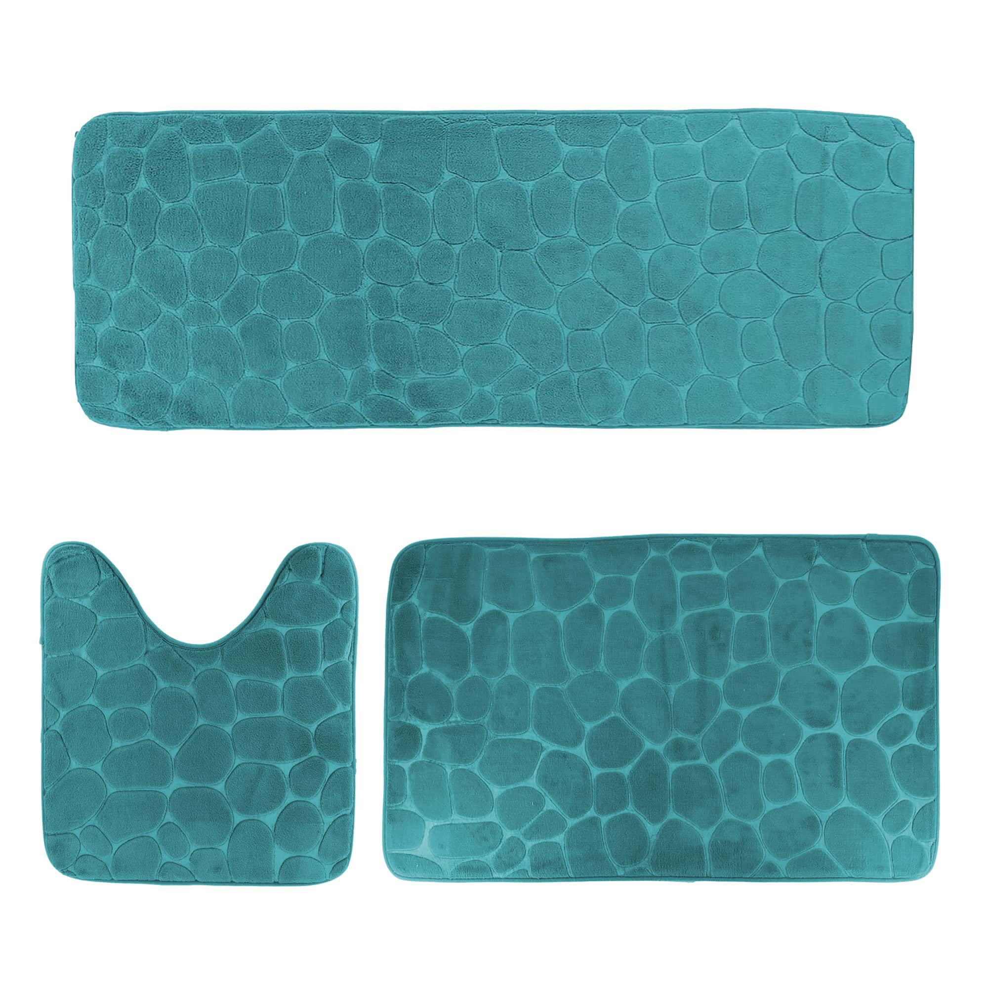 evideco-tapis-salle-de-bain-m-moire-3-pi-ces-bleu-paon image 8