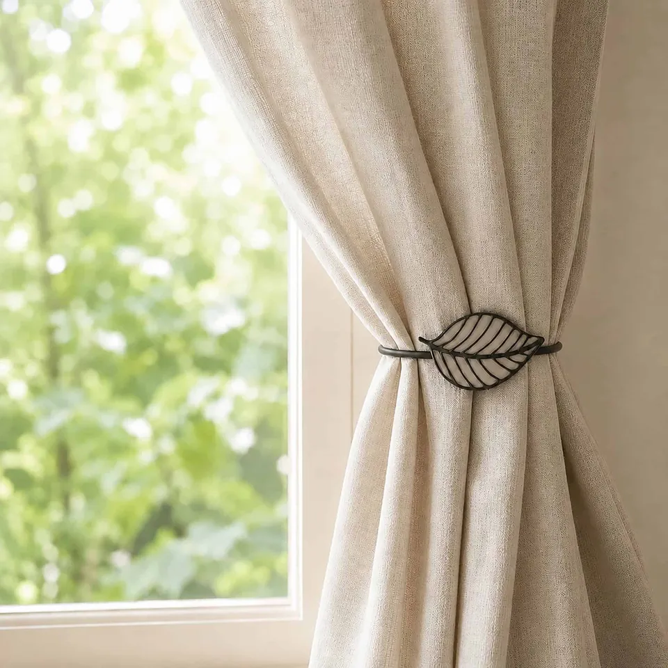 evideco-home-accessories-embrasse-rideau-magn-tique-taupe-feuille-r-sine image 1