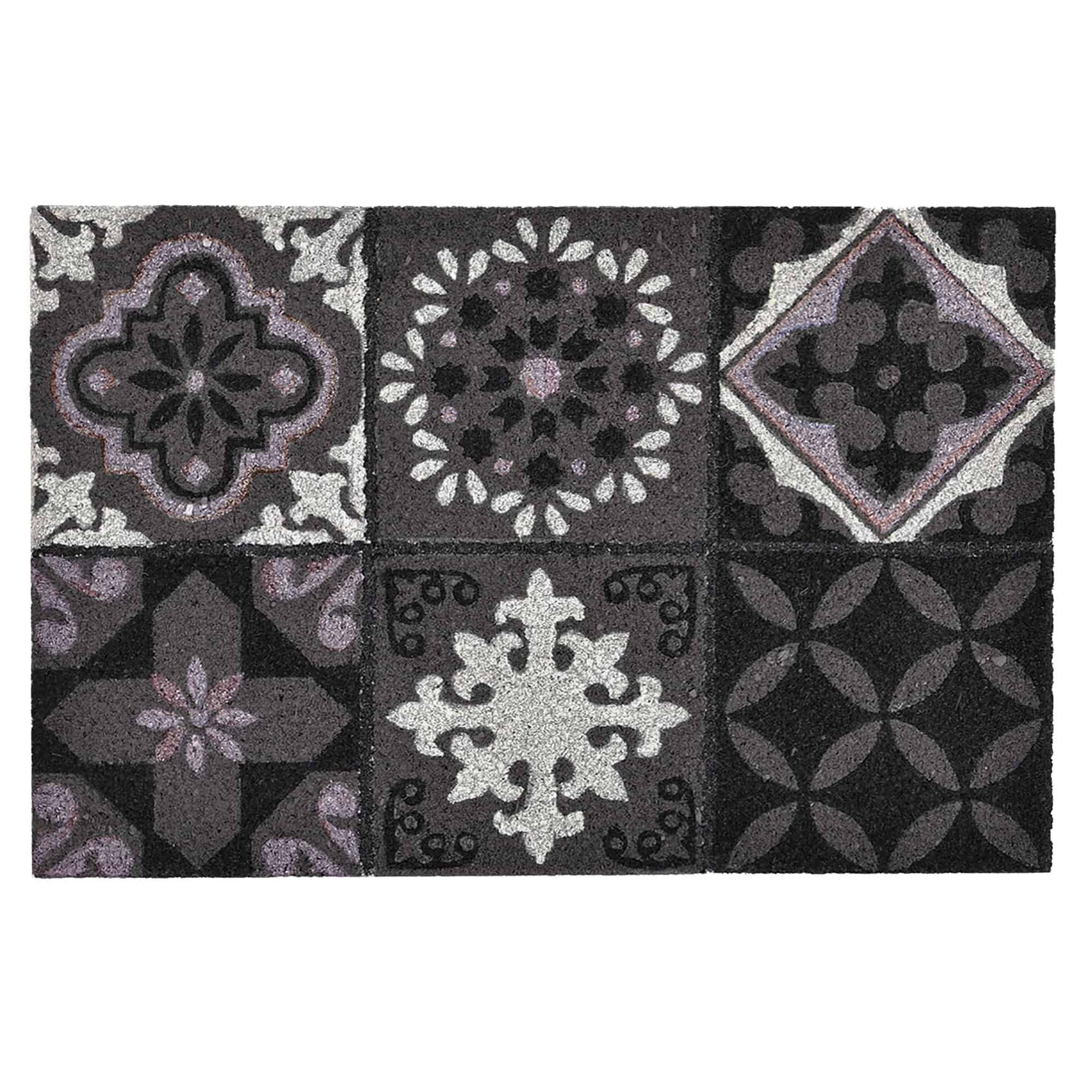evideco-paillasson-coco-gris-motif-carreaux-ciment-60x40 image 6