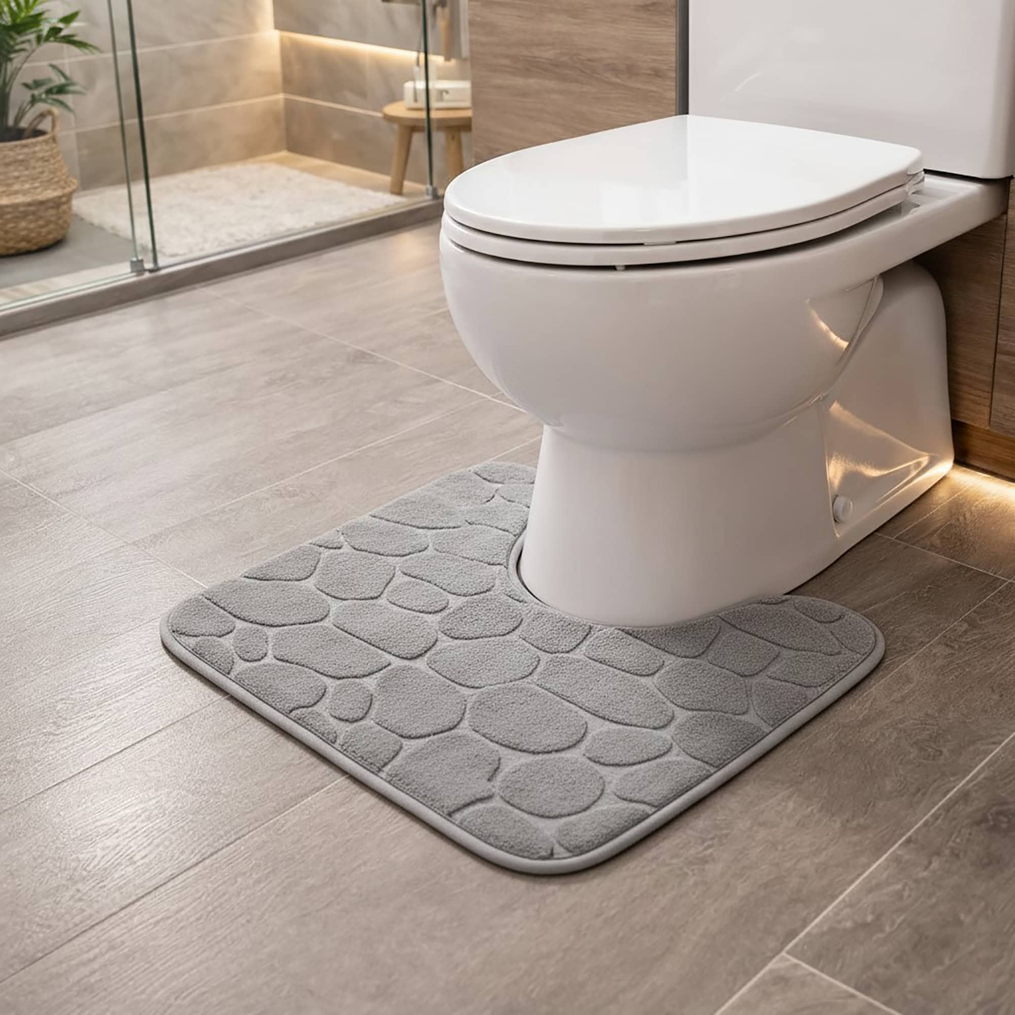 evideco-tapis-contour-wc-m-moire-gris-clair-galets-18x20 image 2