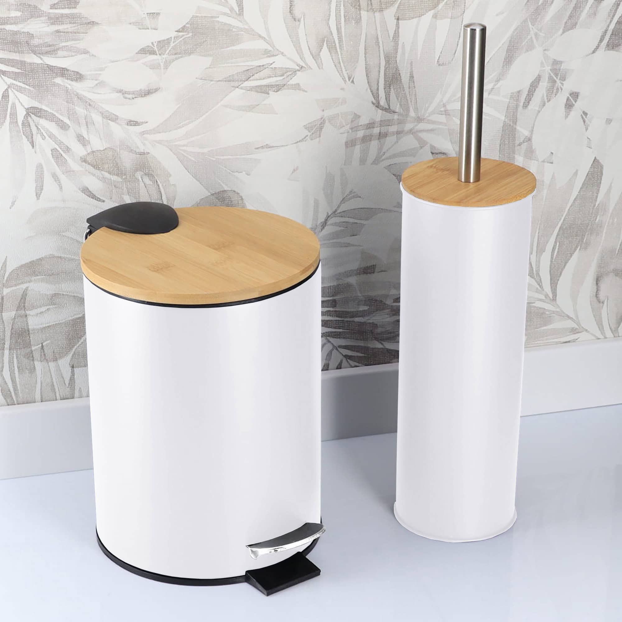 evideco-toilet-seats-set-salle-de-bain-blanc-bambou-poubelle-brosse image 2