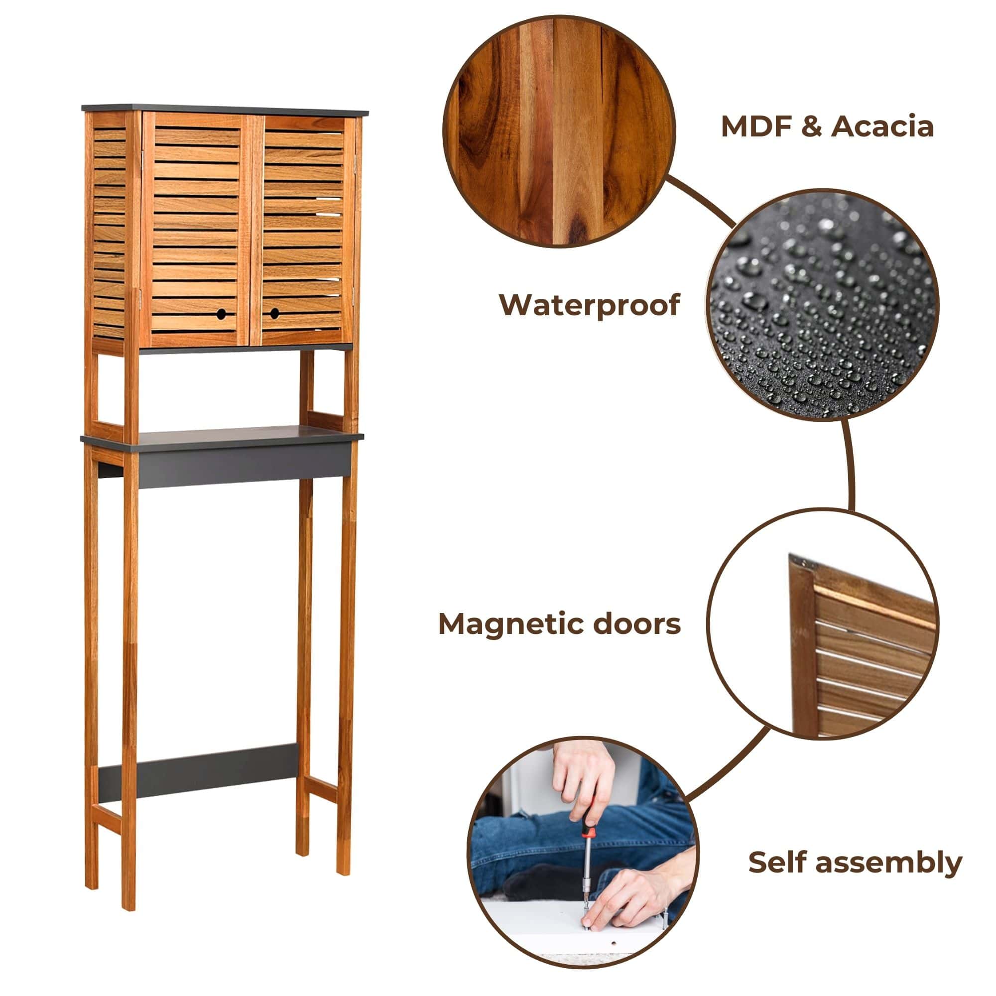 evideco-elements-meuble-dessus-wc-marron-gris-double-porte image 6