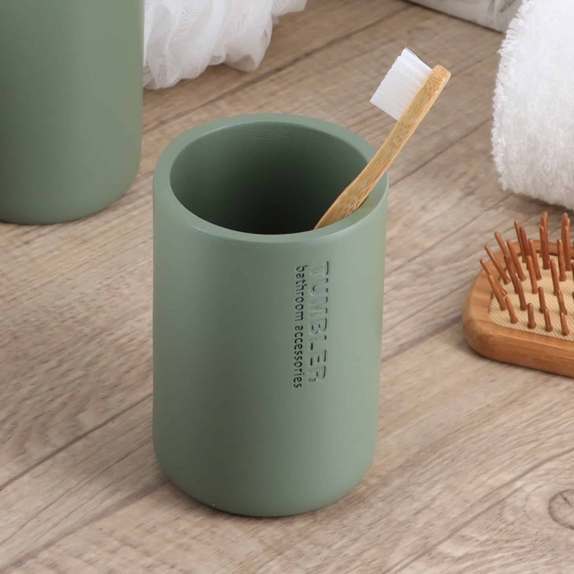 evideco-bathroom-accessories-gobelet-vert-mat-polyresine image 1