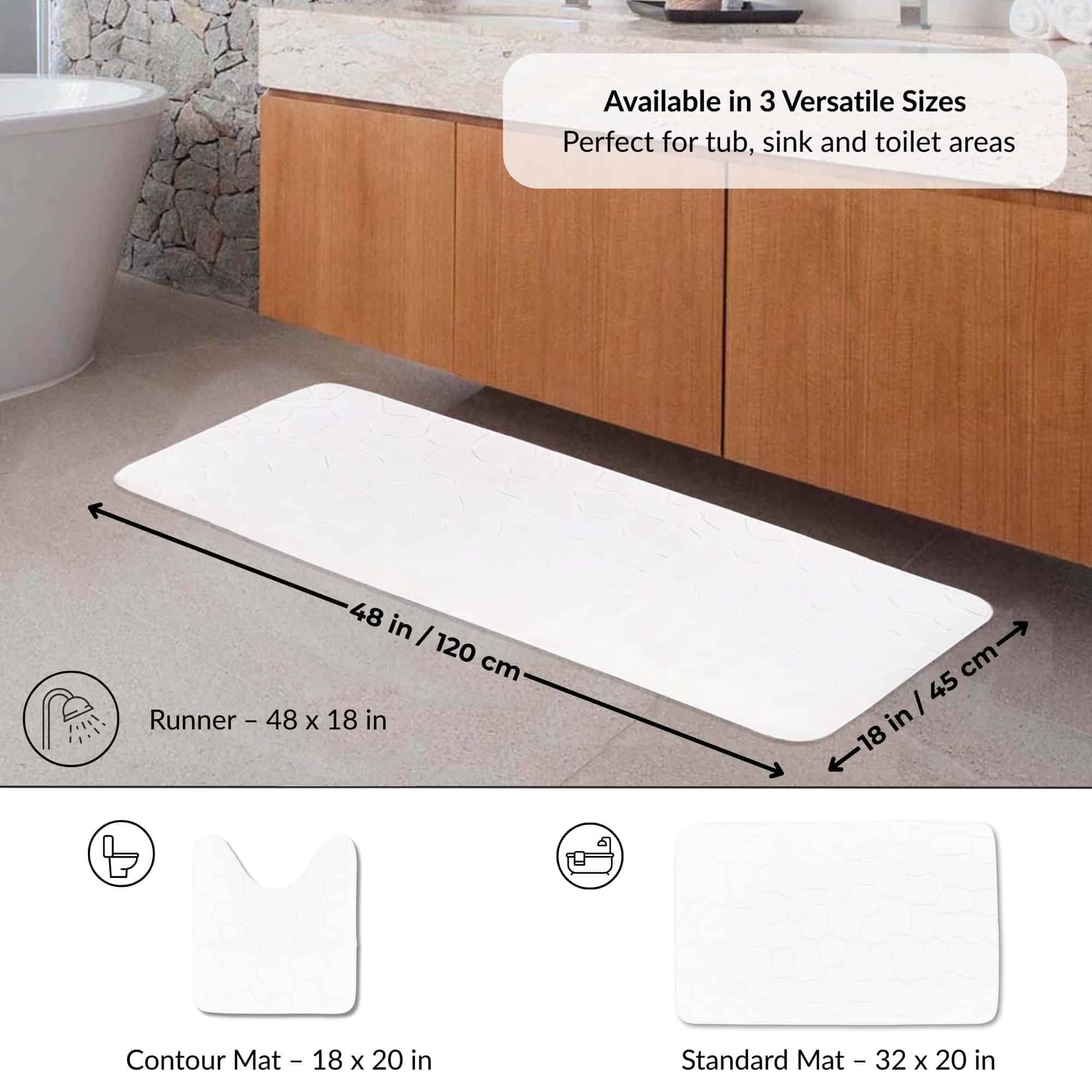 evideco-tapis-bain-m-moire-blanc-galet-runner-122x46-cm image 4