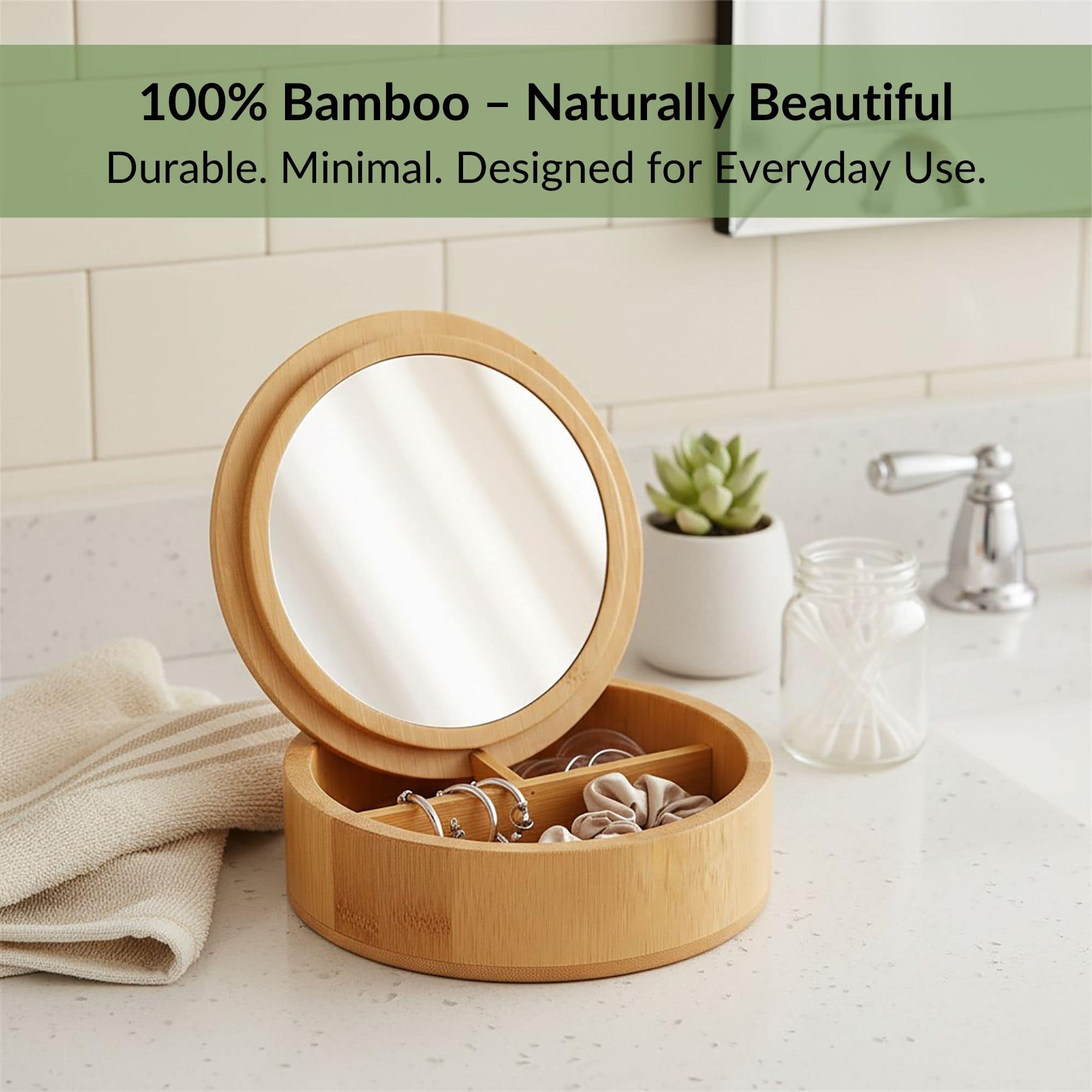 evideco-bathroom-bo-te-bambou-ronde-miroir-3-compartiments image 7