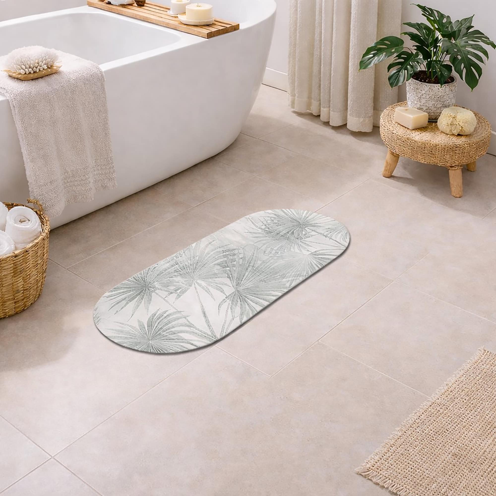 evideco-palm-breeze-tapis-salle-de-bain-gris-palmier-100x45 image 8
