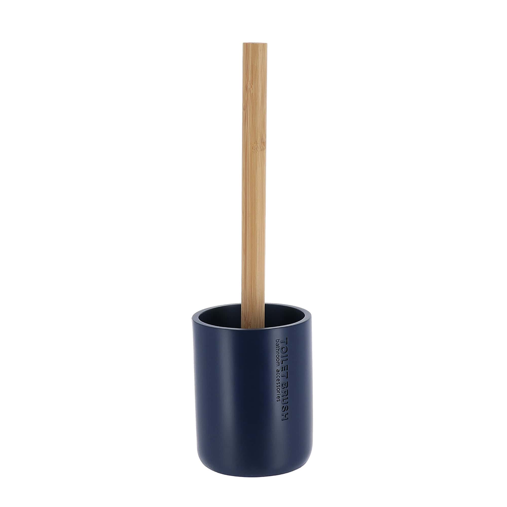 evideco-brosse-wc-bleu-marine-manche-bambou-avec-support image 7