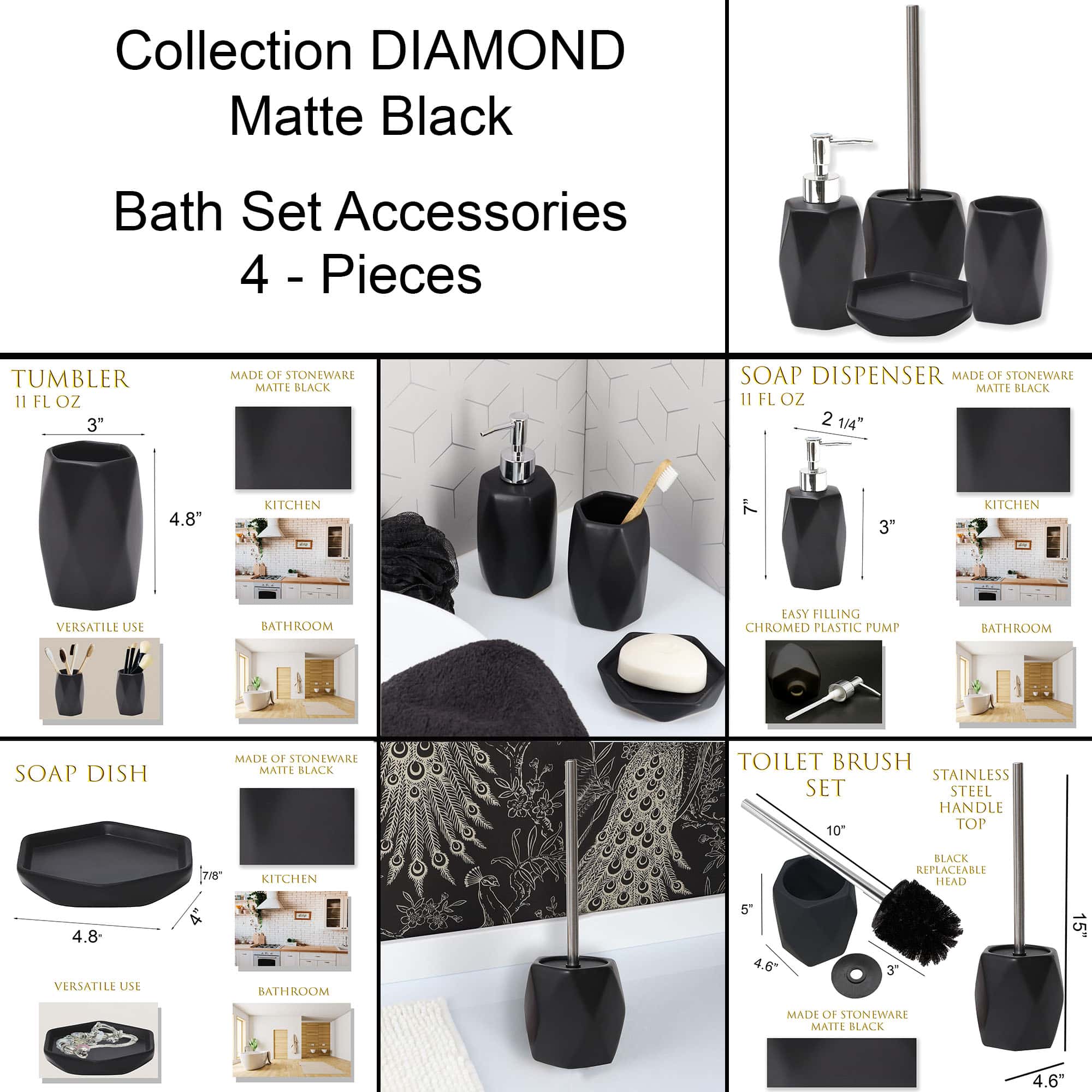 evideco-diamond-ensemble-salle-de-bain-4-pi-ces-noir image 4