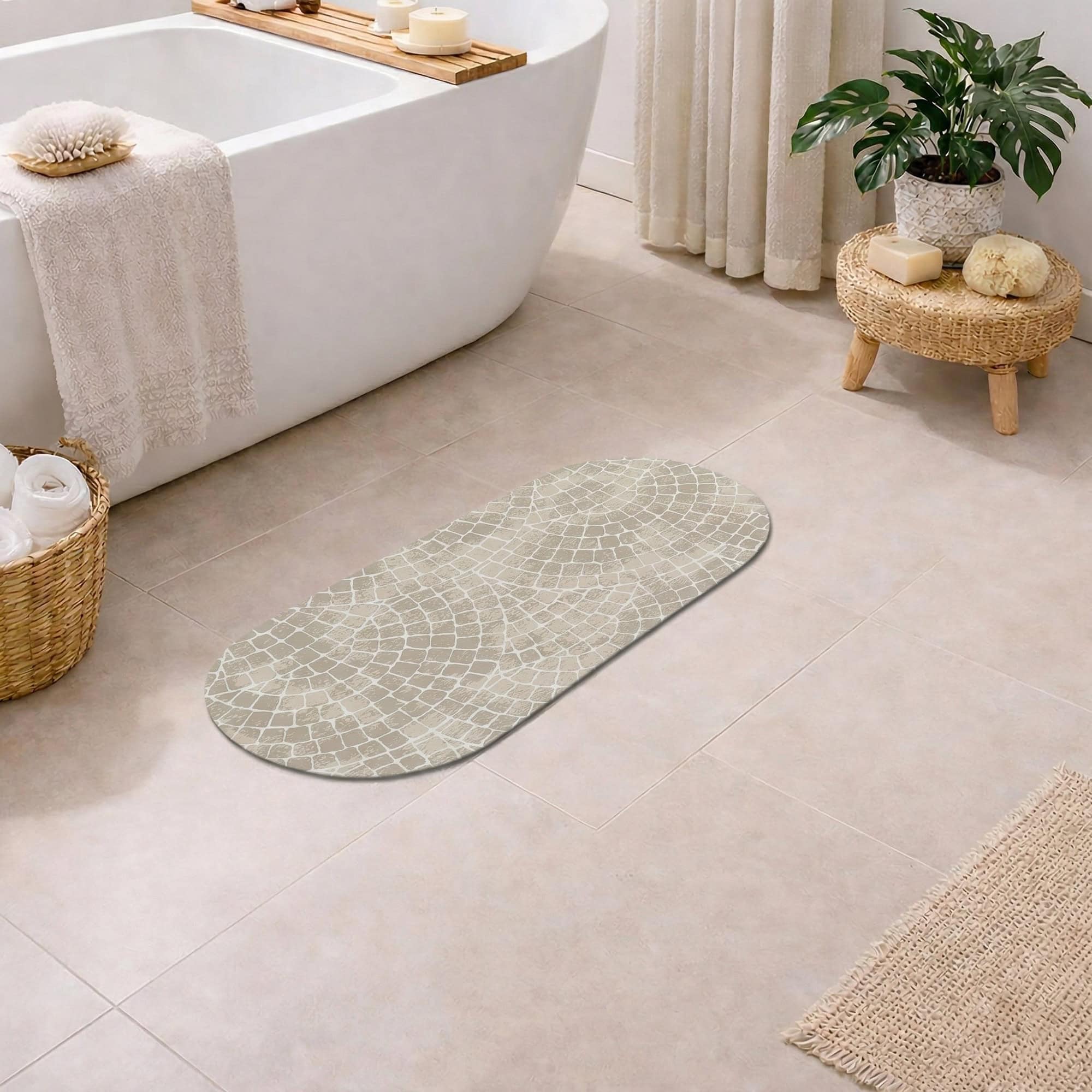 evideco-tapis-de-bain-pierre-mosa-que-beige-ovale-18x40-absorbant image 8