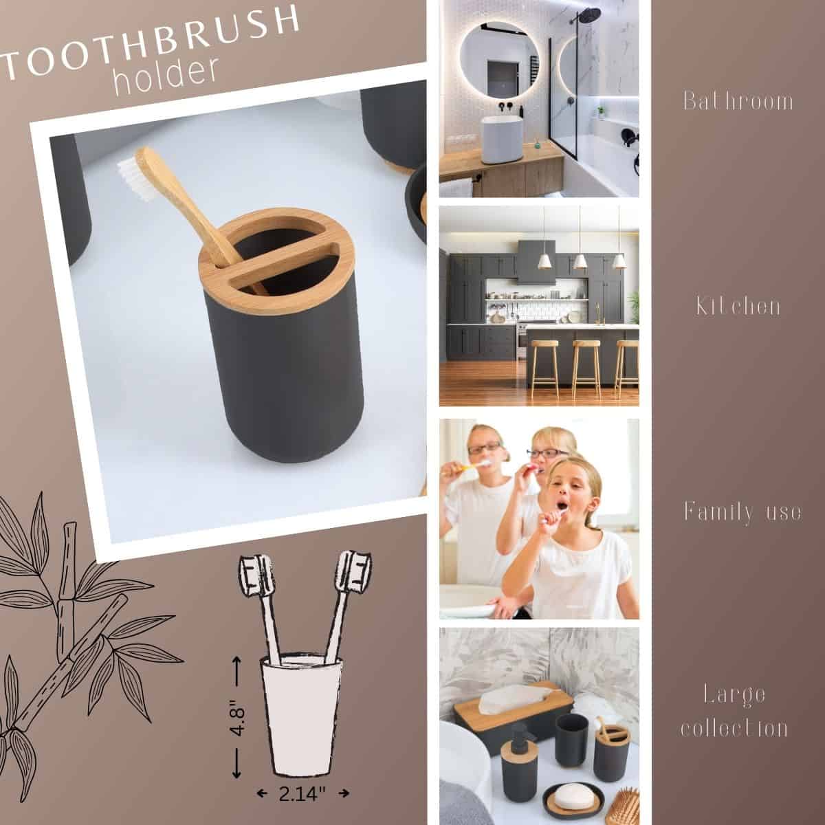 evideco-padang-porte-brosse-dents-noir-bambou image 3
