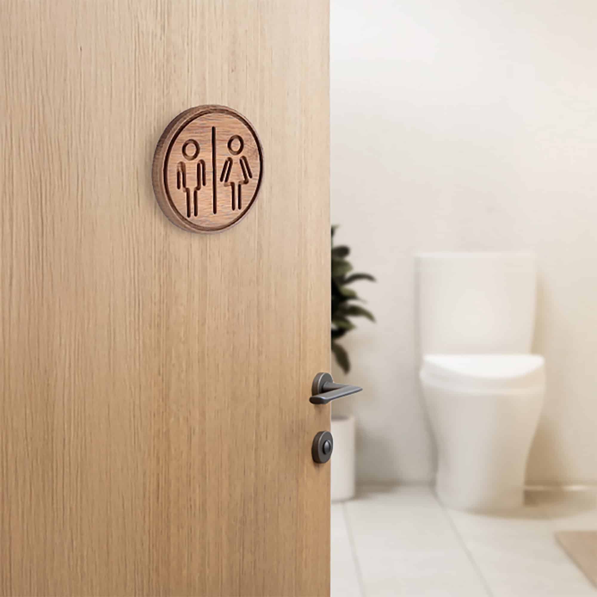 evideco-home-accessories-plaque-porte-wc-ronde-bois-beige-adh-sive image 7