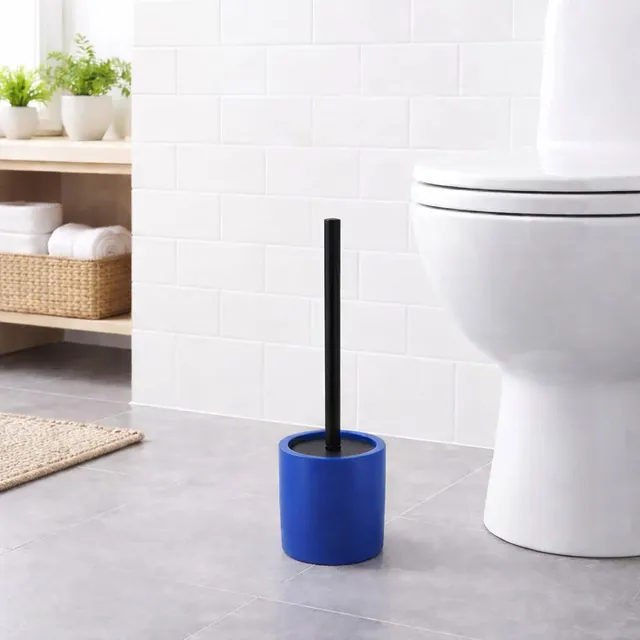evideco-brosse-wc-b-ton-avec-support-bleue-t-te-rempla-able image 1