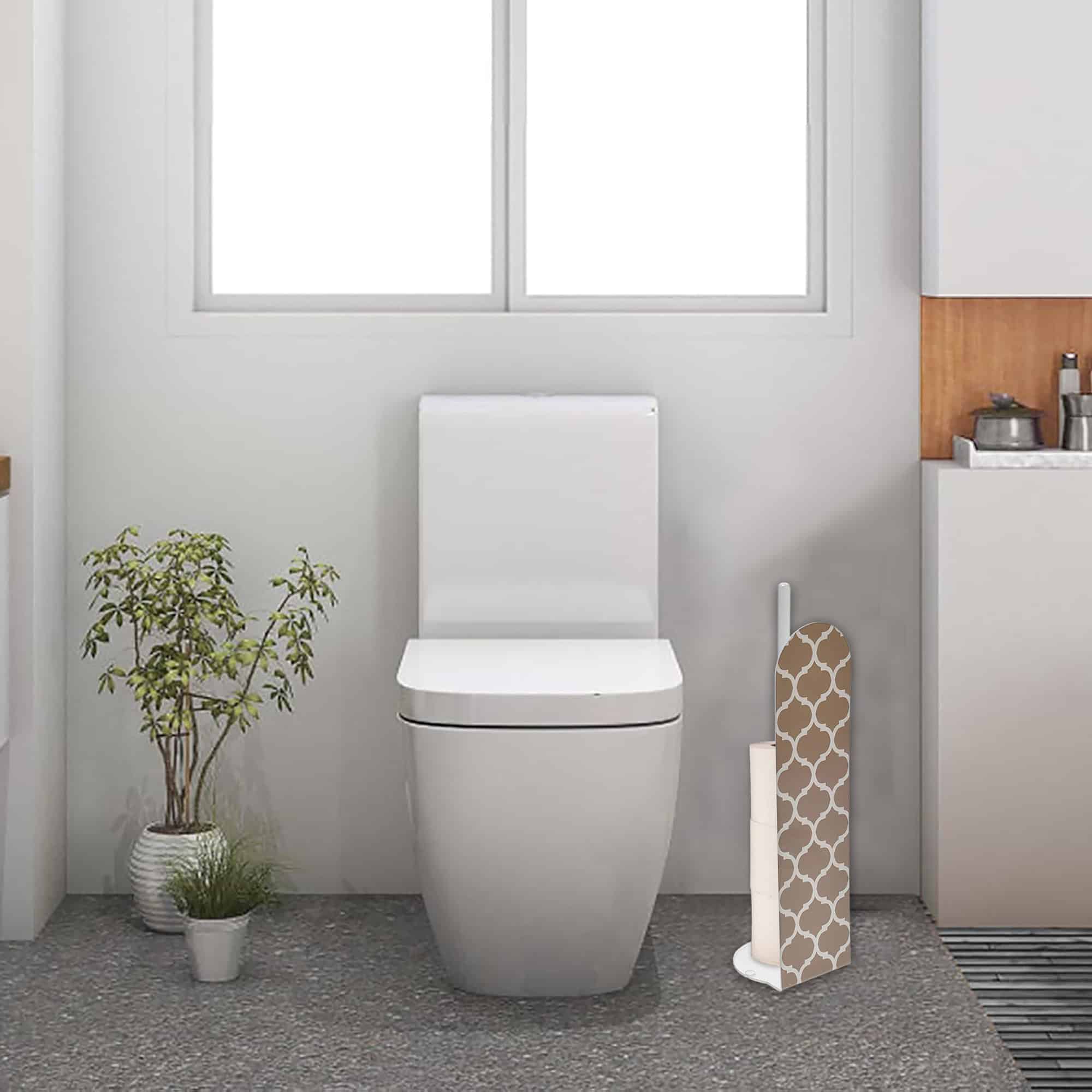 evideco-porte-papier-toilette-beige-sur-pied-g-om-trique-4-rouleaux image 7