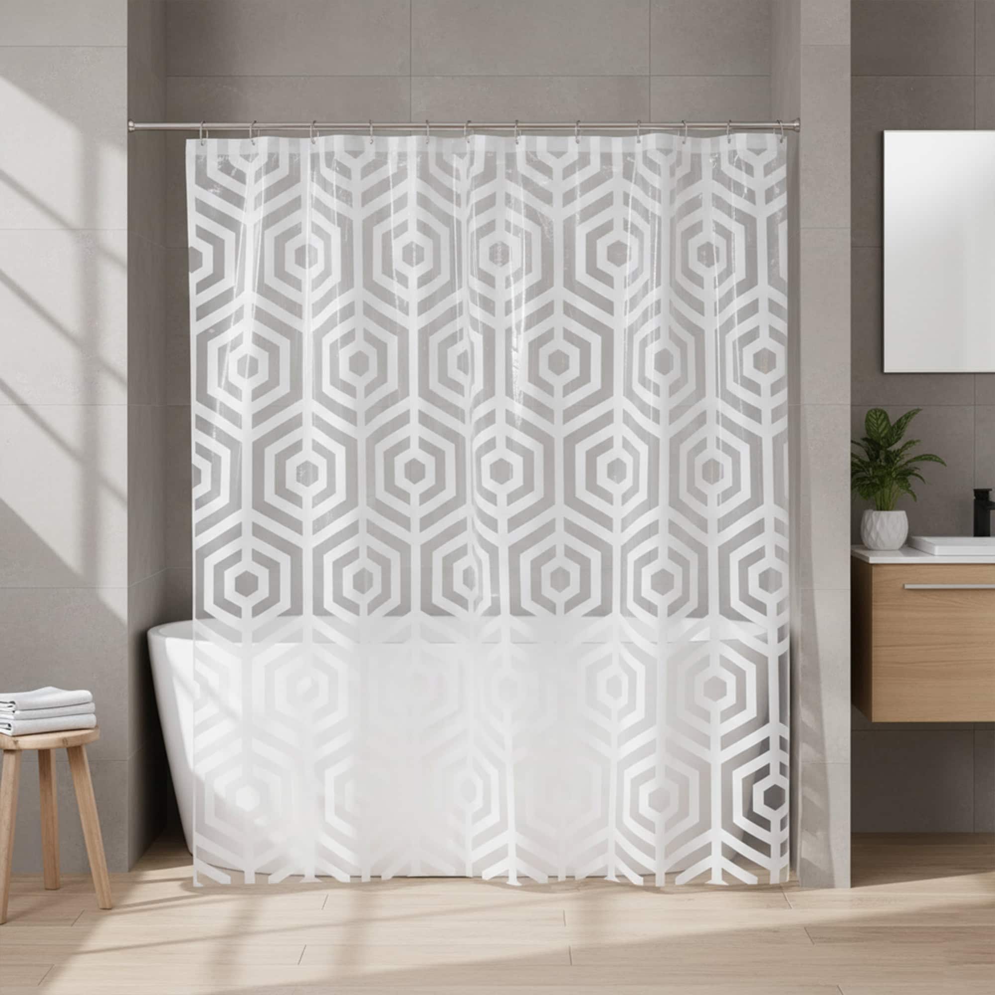 evideco-shower-accessories-rideau-de-douche-peva-hexagone-blanc-180x180 image 1