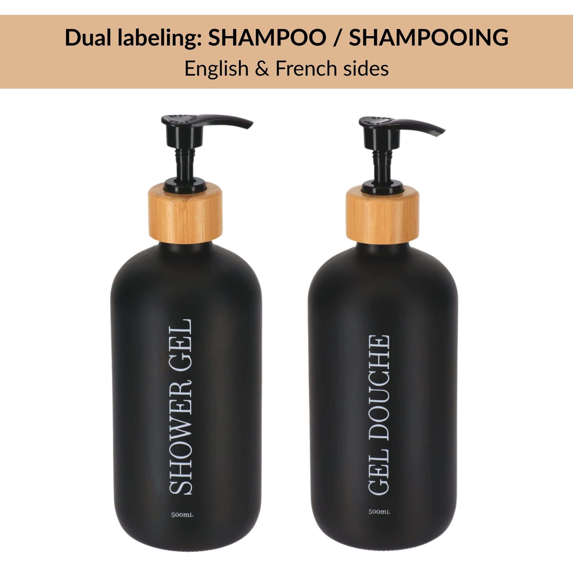 evideco-shower-distributeur-gel-douche-noir-mat-verre-500-ml image 3