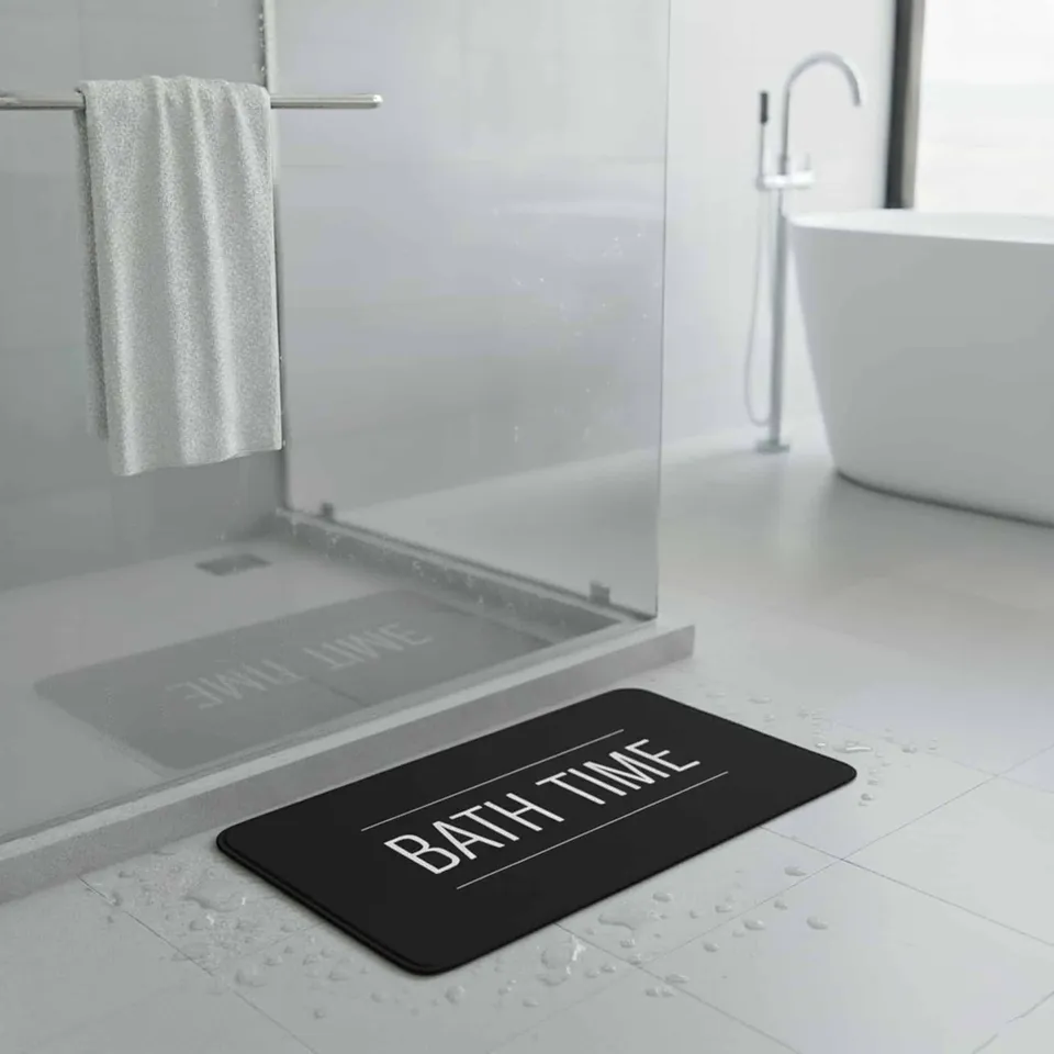 evideco-tapis-de-bain-microfibre-noir-bath-time-76x46-cm image 1