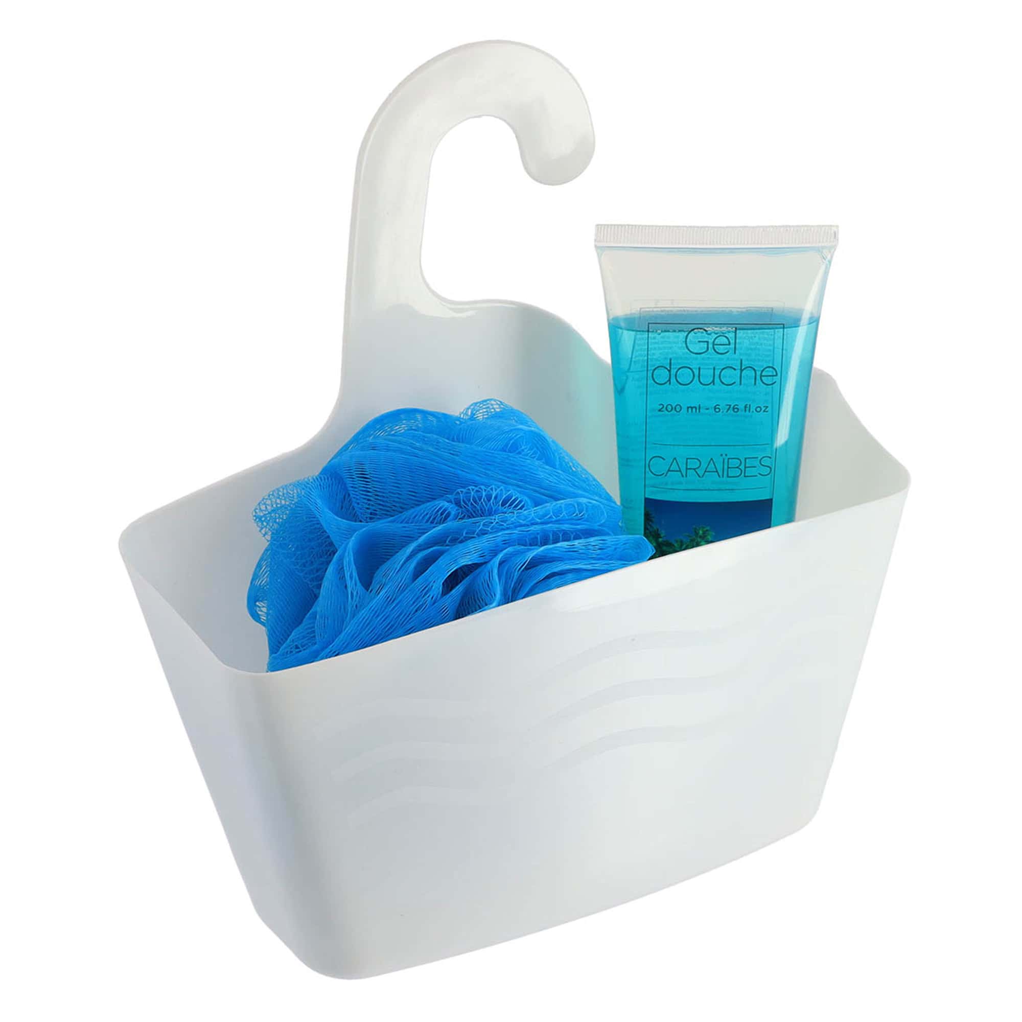 evideco-shower-accessories-panier-douche-suspendu-blanc-plastique image 2