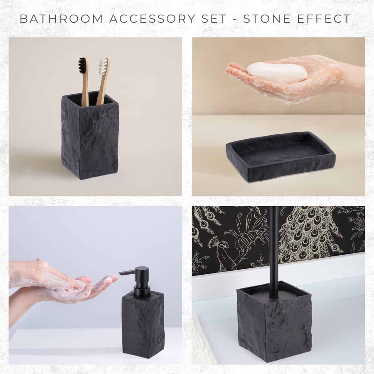 evideco-stone-effect-set-accessoires-salle-de-bain-noir-4-pi-ces image 5