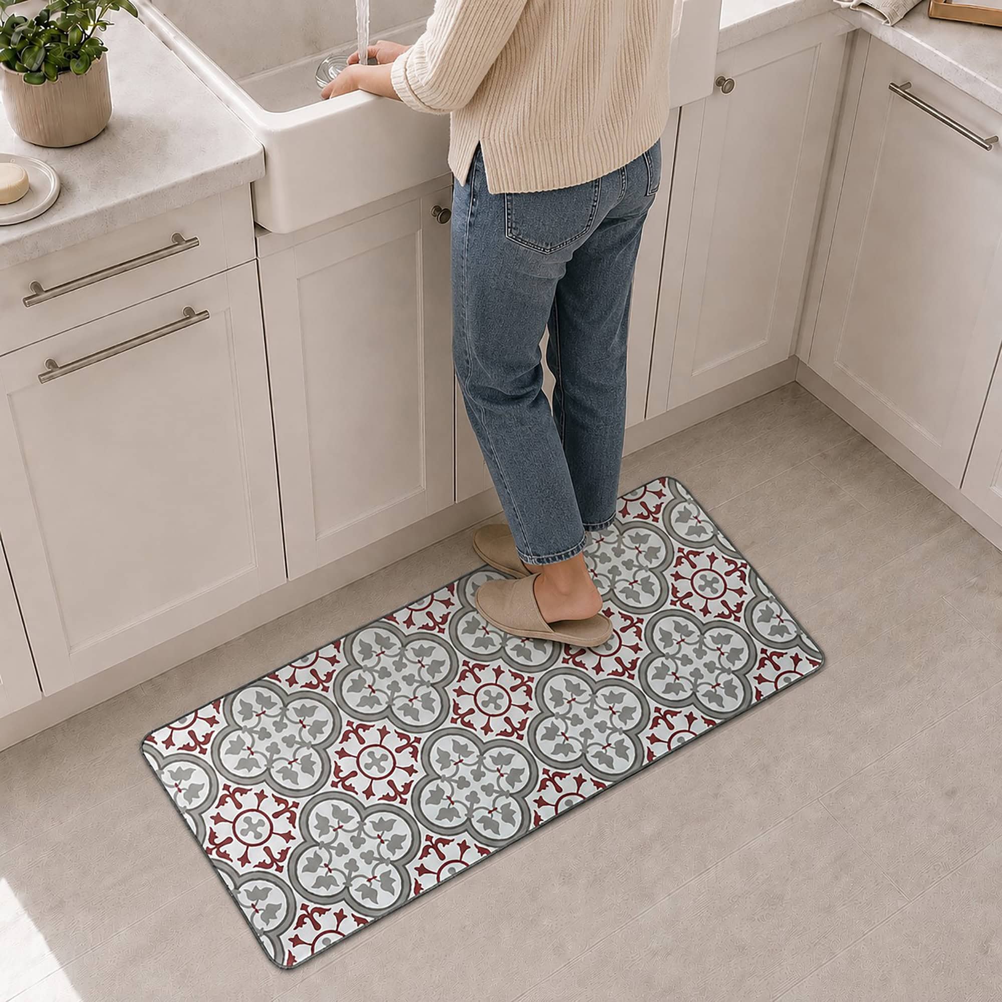evideco-paco-tapis-cuisine-runner-rouge-gris-119x51 image 1