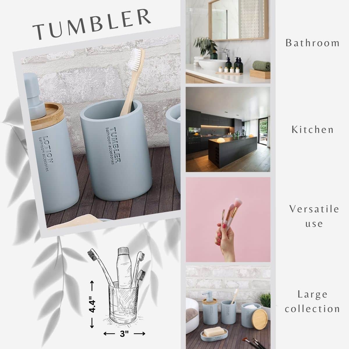 evideco-bathroom-accessories-gobelet-salle-de-bain-bleu-clair-mat image 2