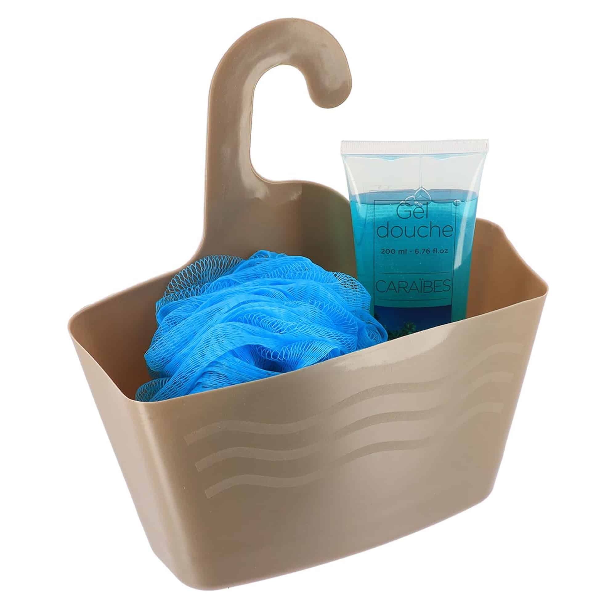 evideco-shower-panier-douche-suspendu-plastique-taupe-crochet image 2