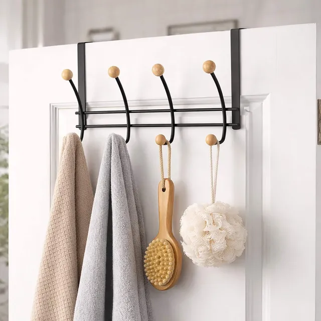 evideco-pat-re-porte-noire-8-crochets-bois-m-tal image 1