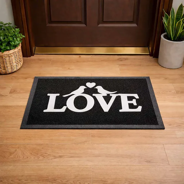 evideco-love-paillasson-noir-pvc-60x40-cm image 1