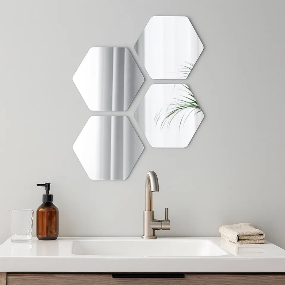 evideco-miroir-adh-sif-hexagonal-lot-4-pour-salle-de-bain image 1