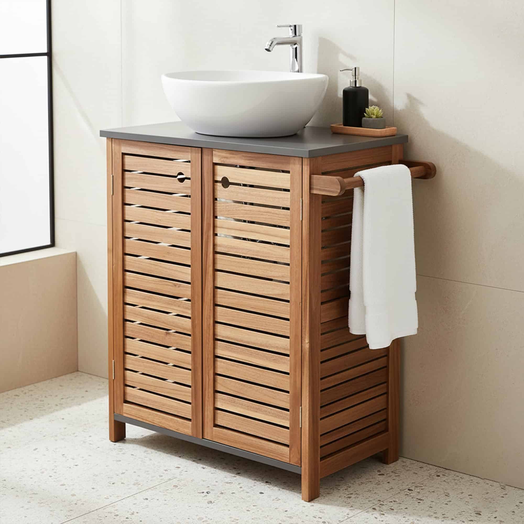 evideco-elements-meuble-sous-lavabo-marron-gris-2-portes image 2