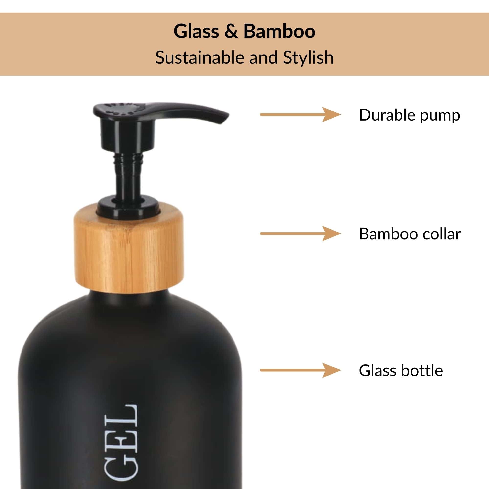 evideco-shower-accessories-lot-3-distributeurs-savon-noirs-500-ml-bambou image 3