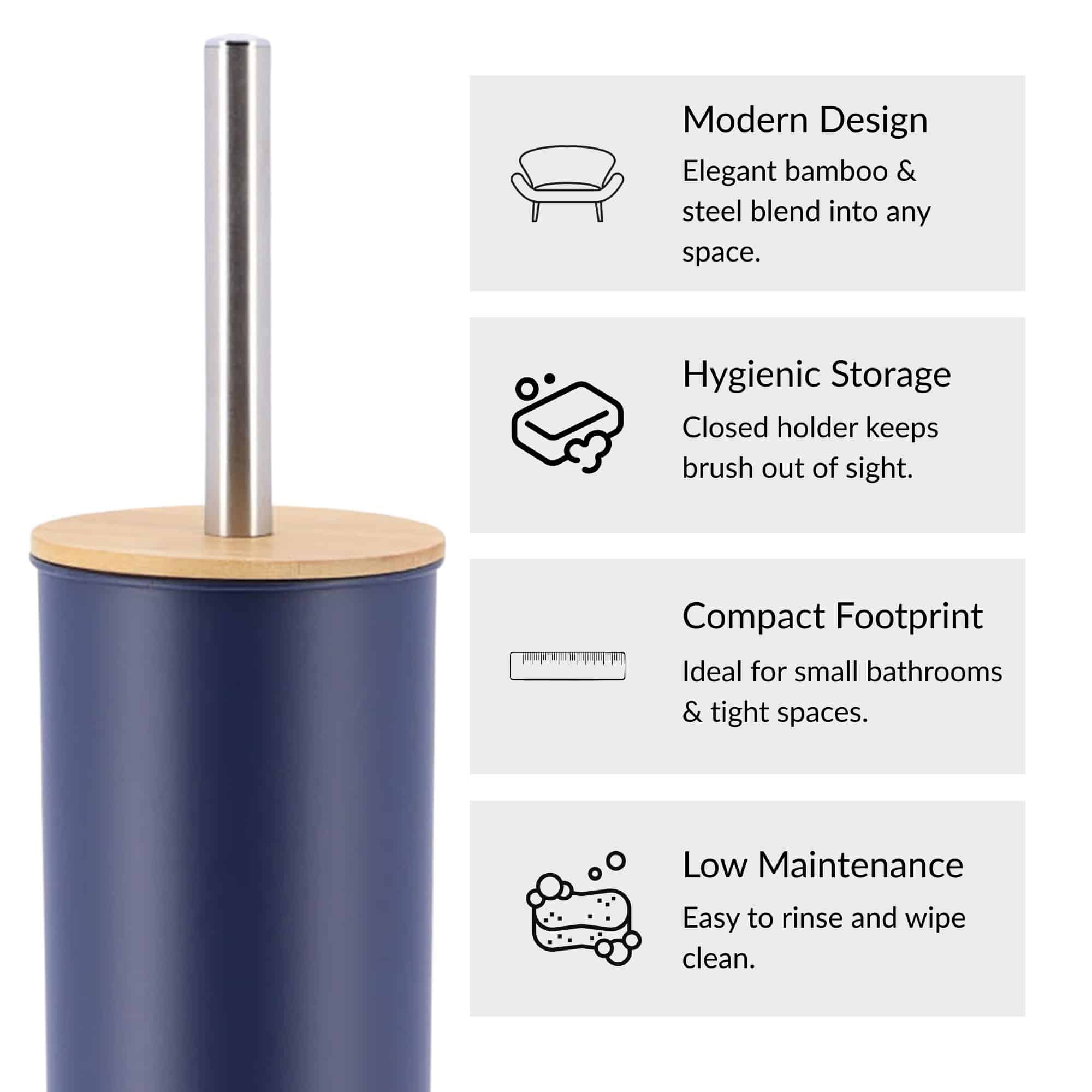 evideco-toilet-seats-brosse-wc-bleu-marine-m-tal-bambou image 6