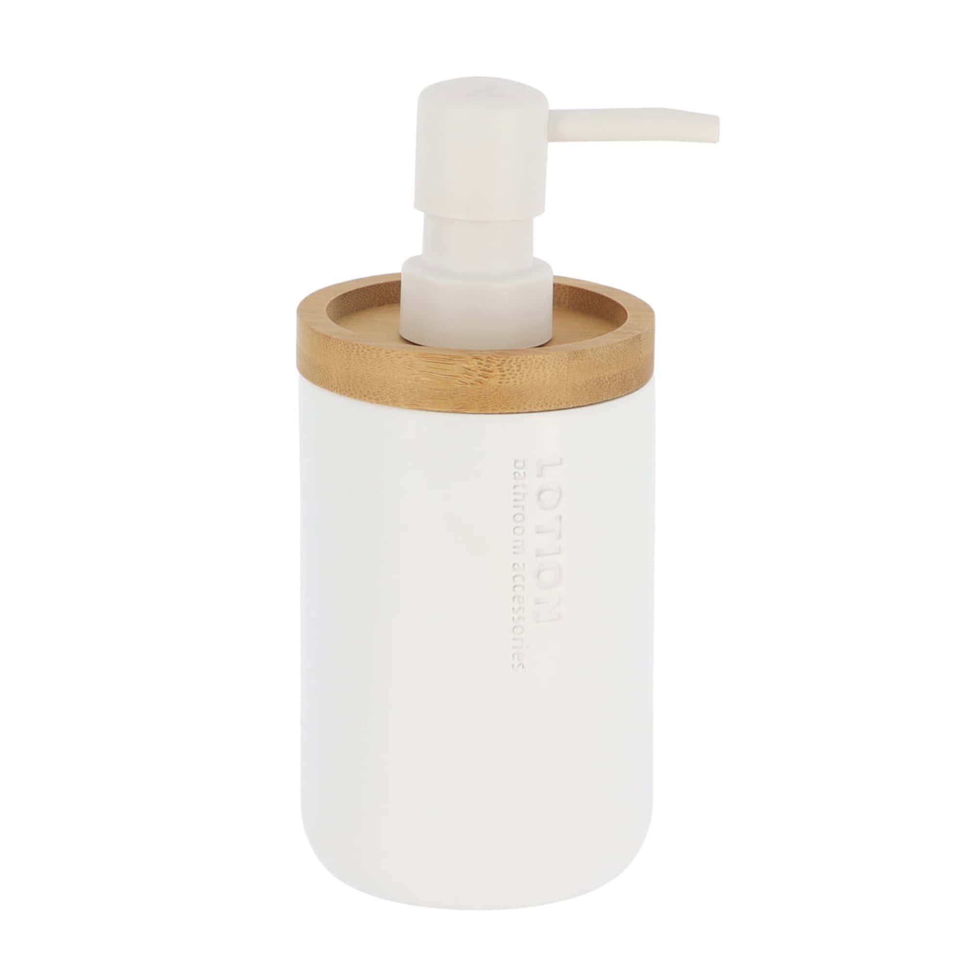 evideco-bathroom-accessories-distributeur-savon-blanc-bambou-polyresine image 8