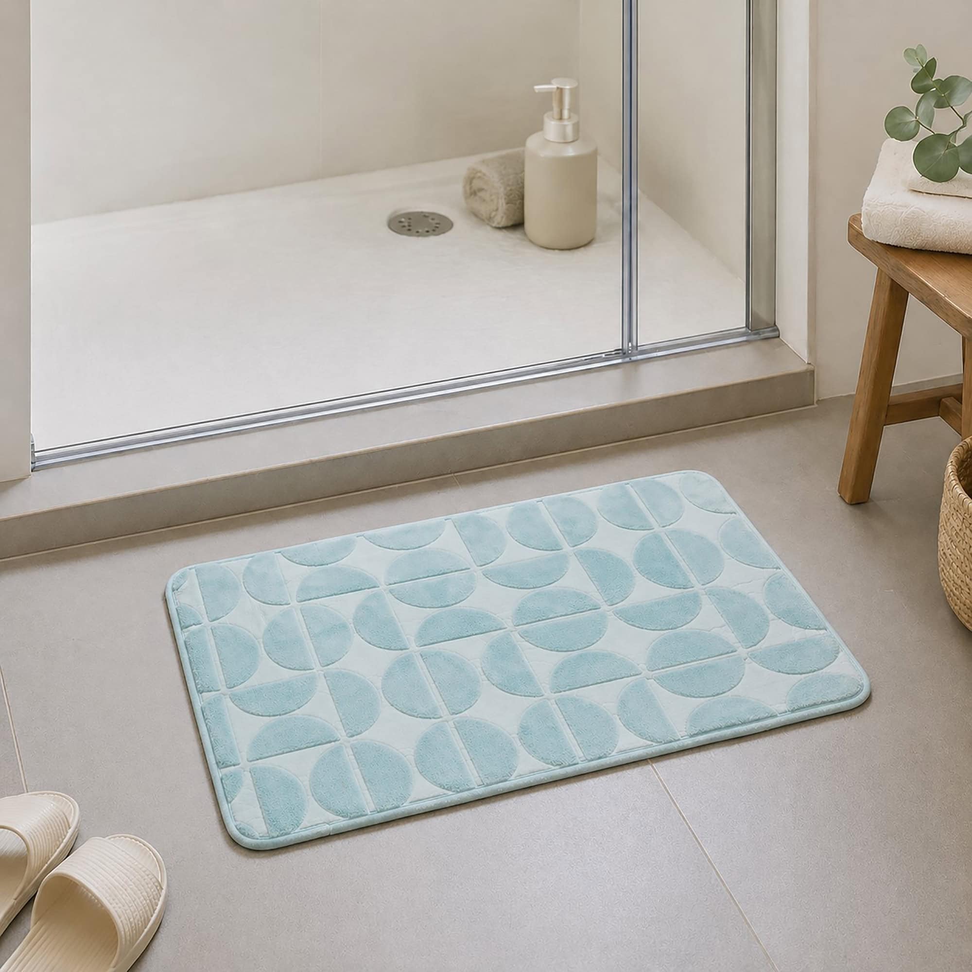 evideco-shower-accessories-tapis-bain-bleu-clair-50x80-m-moire image 3