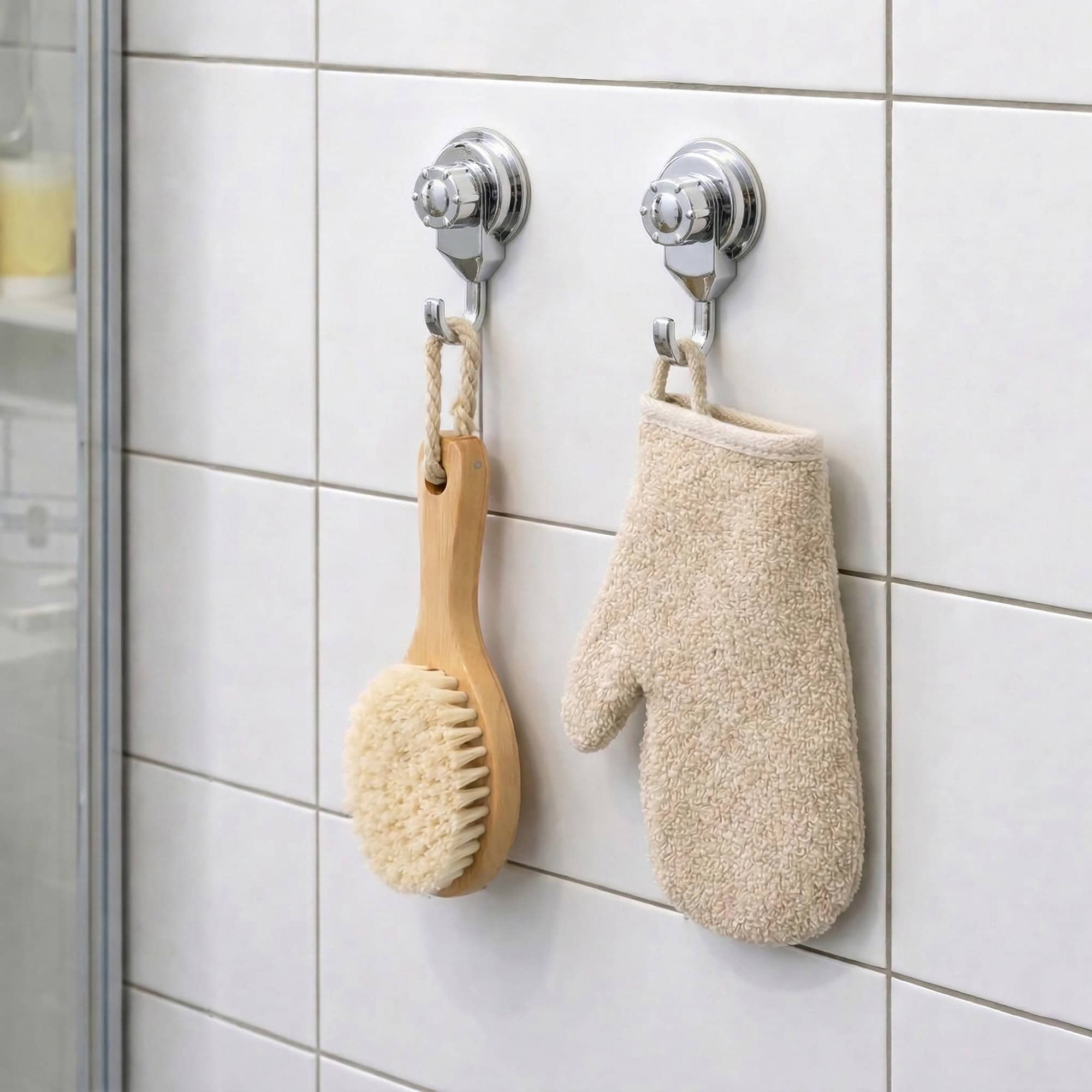 evideco-crochet-ventouse-chrome-salle-de-bain-lot-de-2 image 1