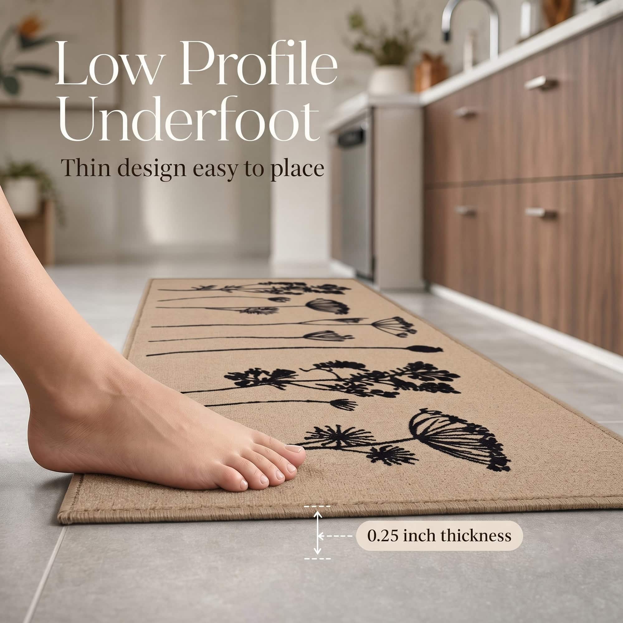 evideco-home-accessories-wildflowers-lot-2-tapis-cuisine-beige-noir-effet-laine image 3