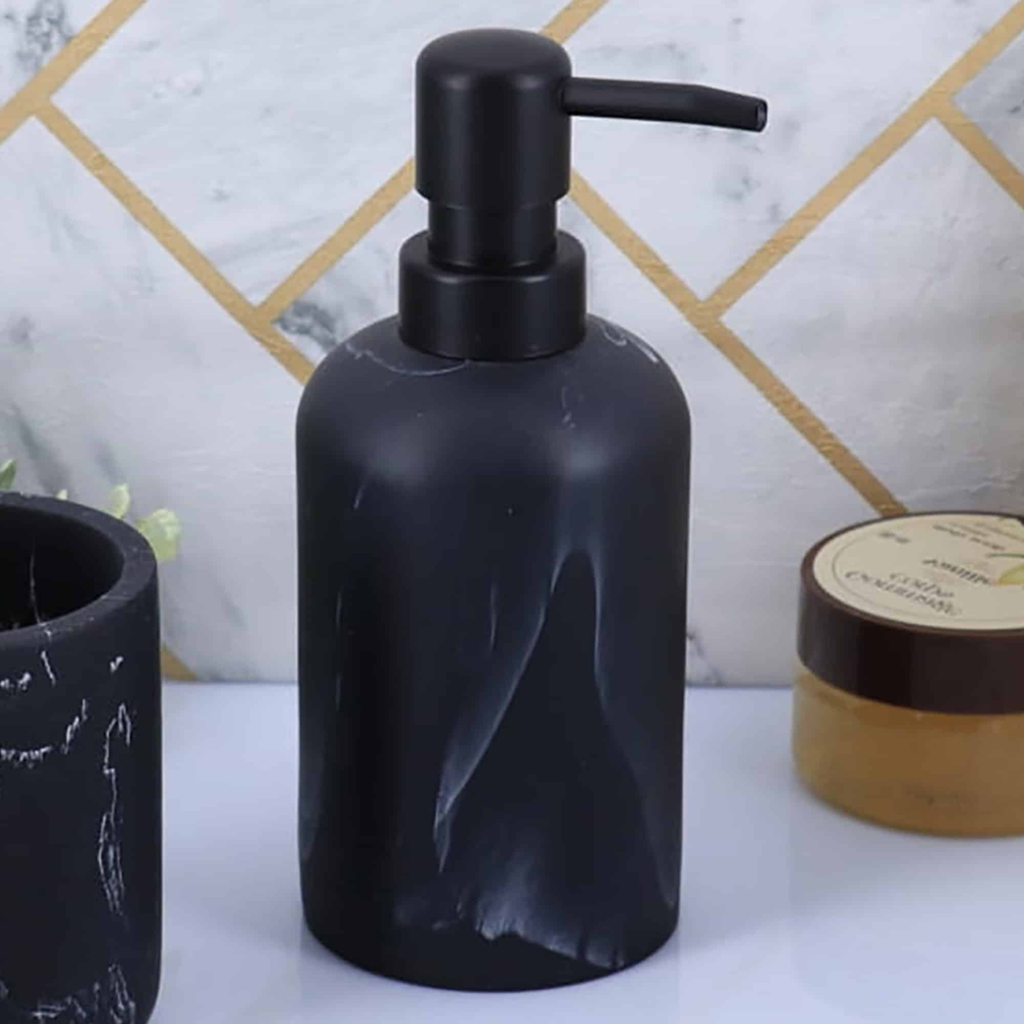 evideco-bathroom-accessories-distributeur-savon-r-sine-marbre-noir-10oz image 2