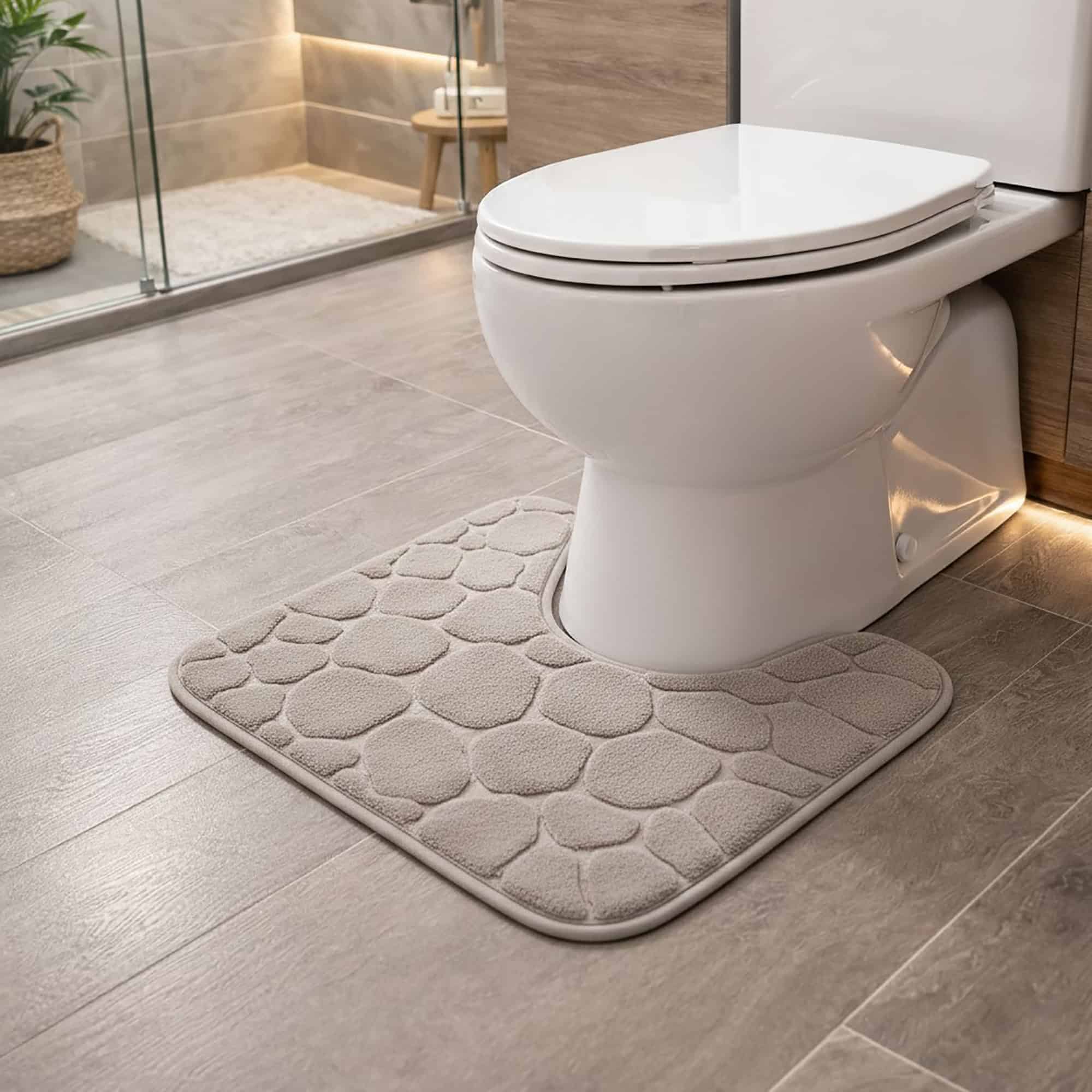 evideco-tapis-de-bain-contour-m-moire-taupe-galet-45x50-cm image 2
